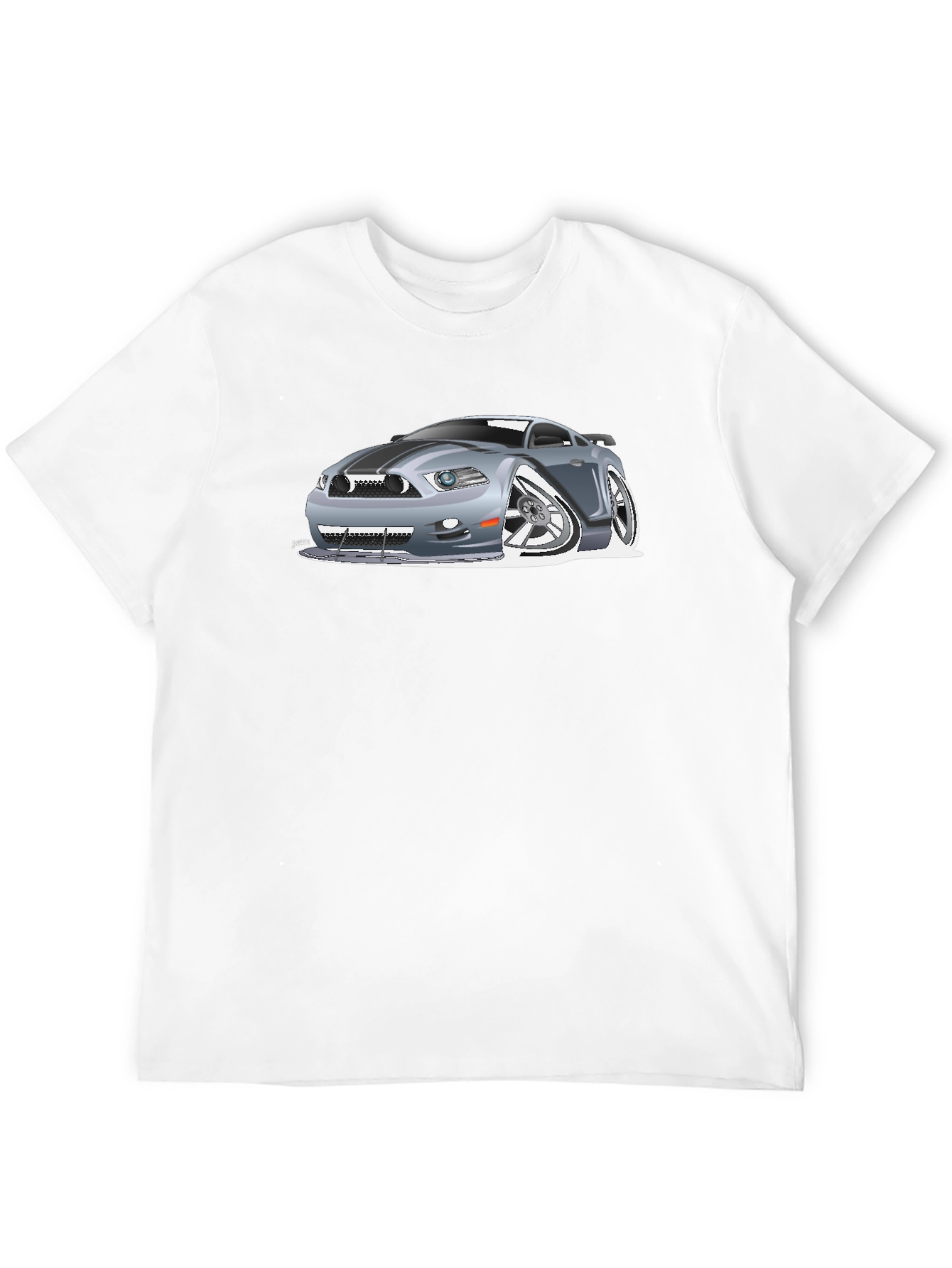Caricature Car Graphic T-Shirt - Black