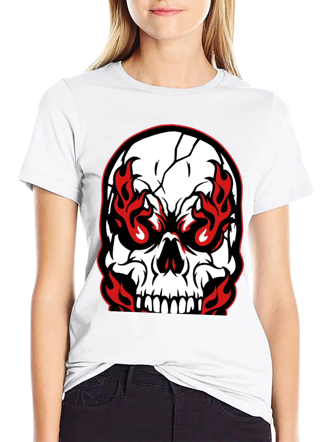 Fiery Skull Graphic T-Shirt