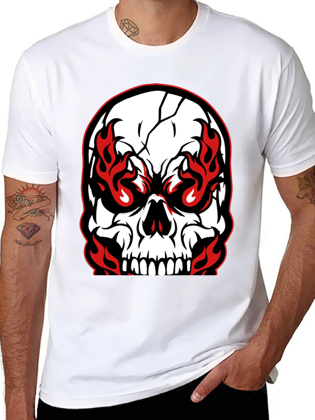Fiery Skull Graphic T-Shirt