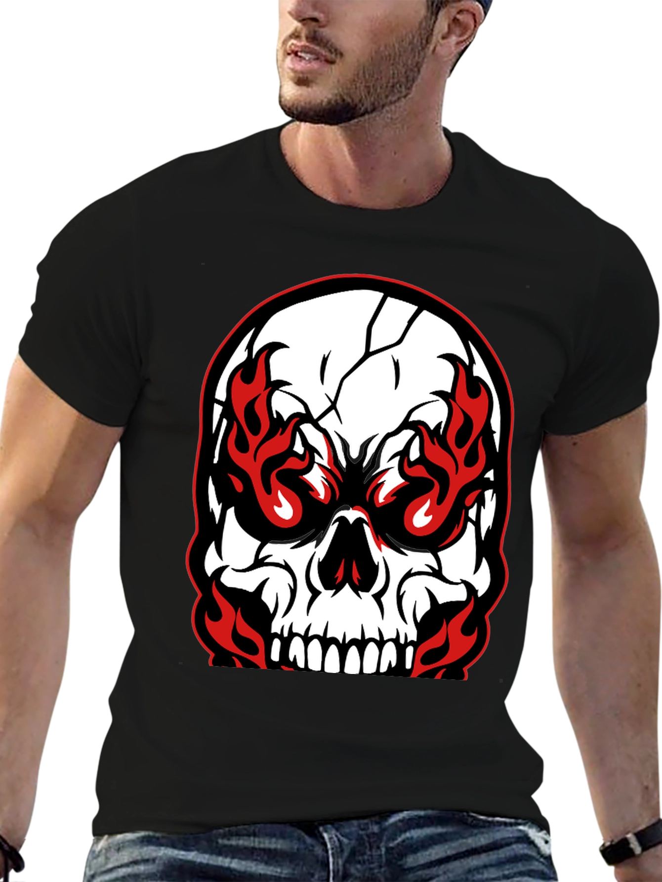 Fiery Skull Graphic T-Shirt