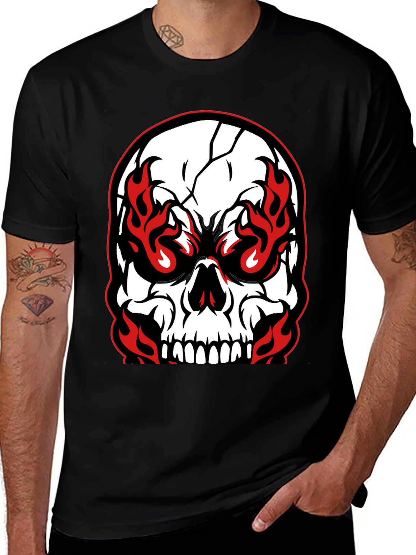 Fiery Skull Graphic T-Shirt