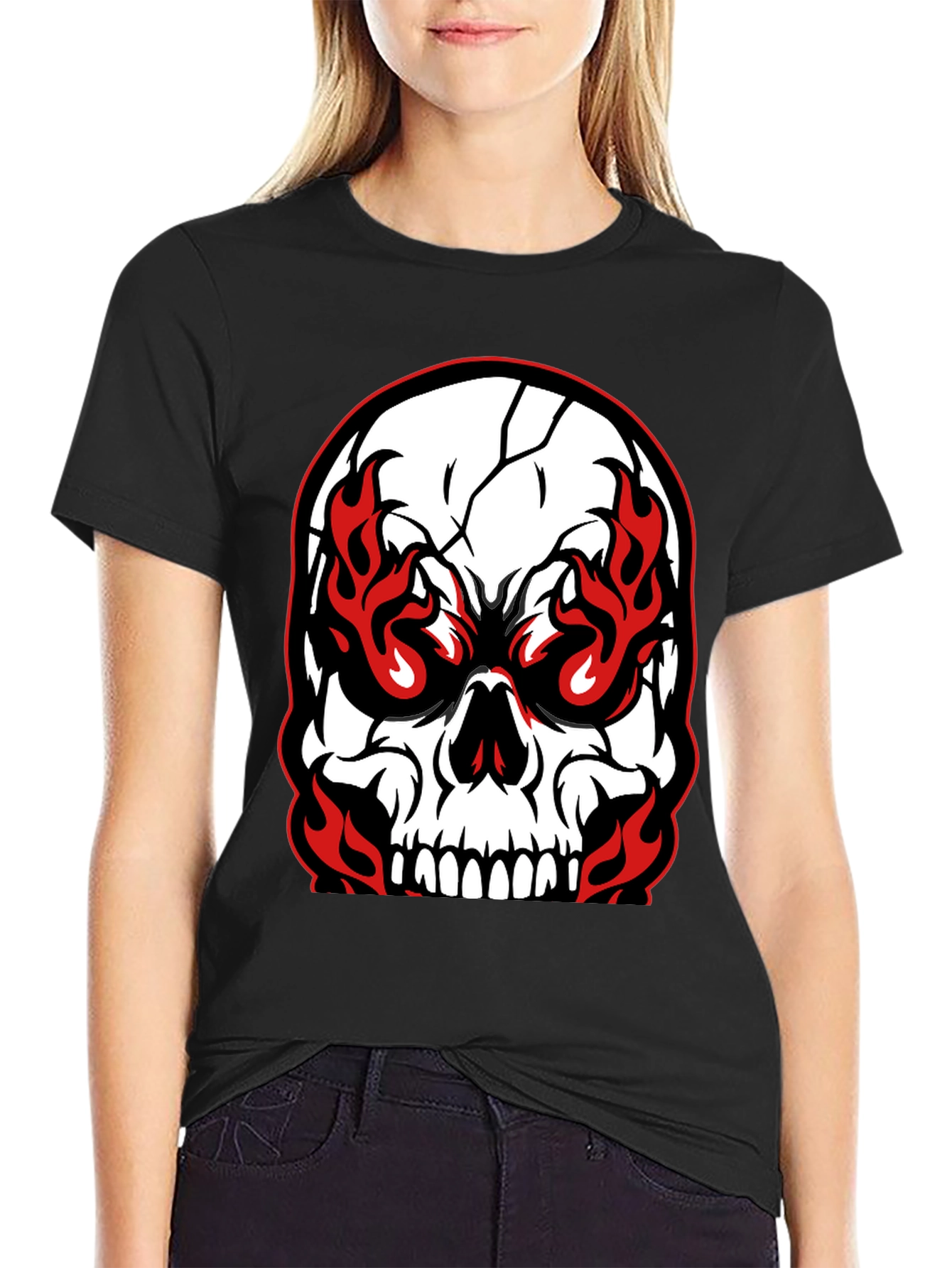 Fiery Skull Graphic T-Shirt