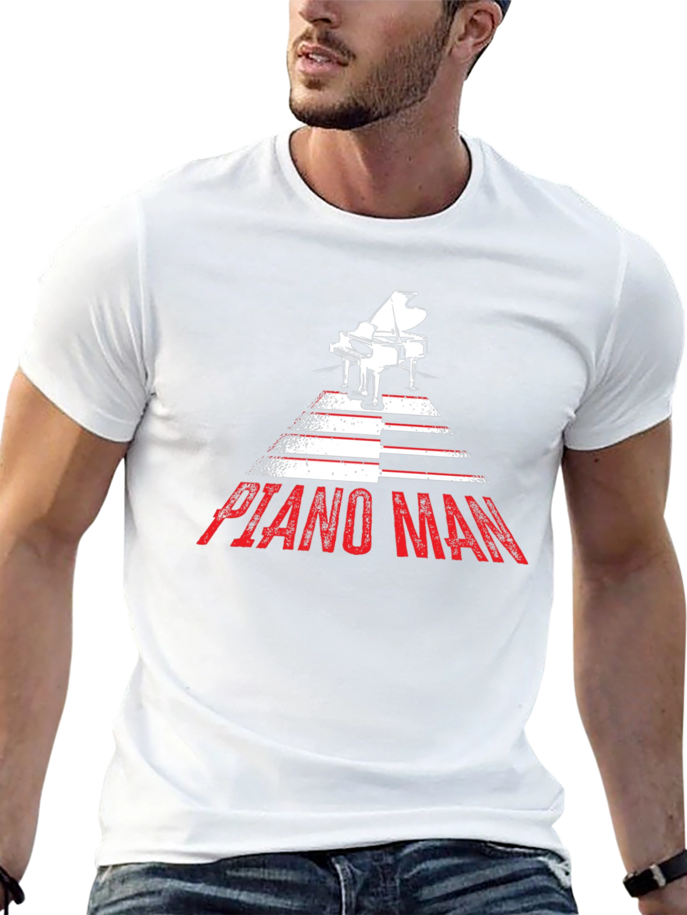 Piano Man Graphic Tee - Music Lover Shirt