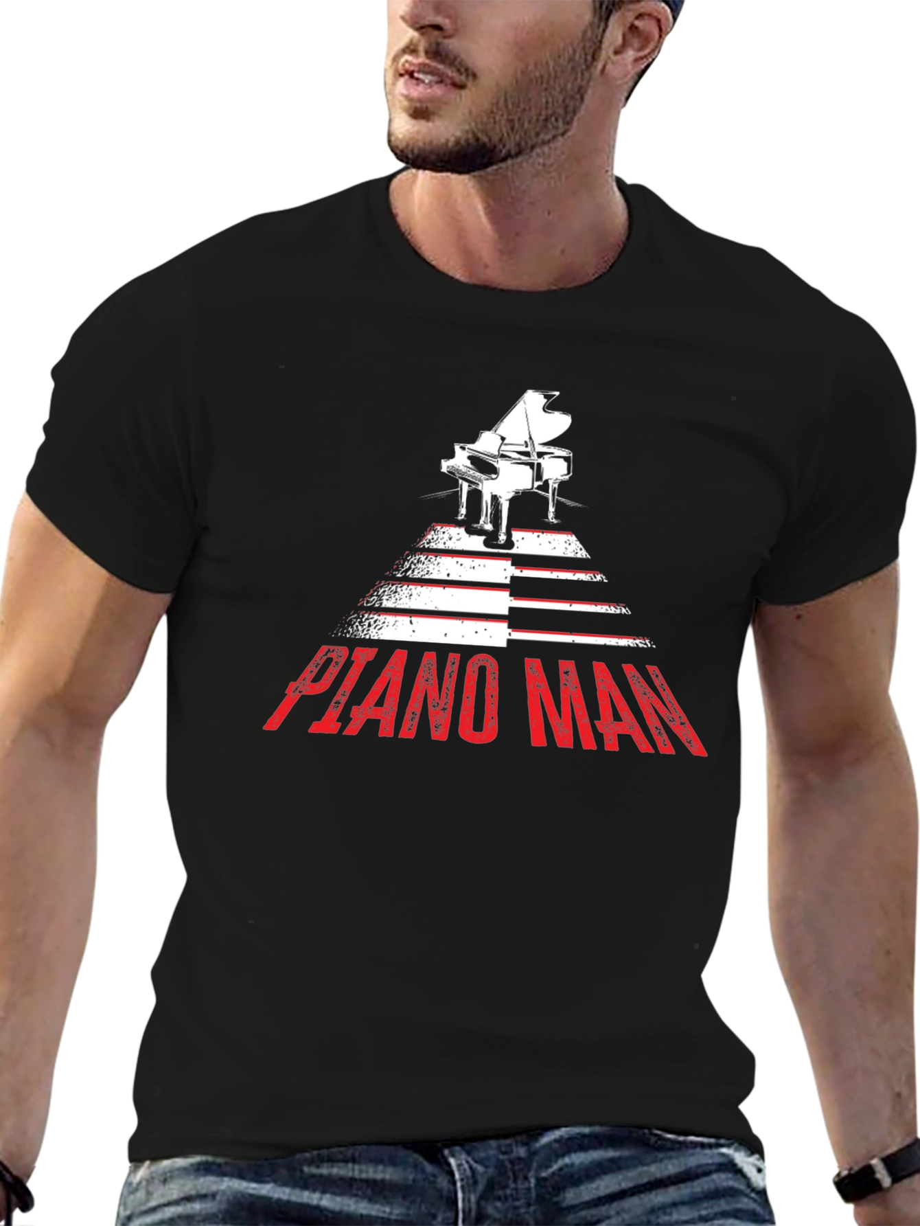 Piano Man Graphic Tee - Music Lover Shirt