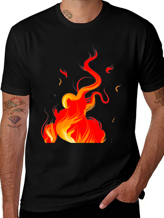 Fiery Flames Graphic Black T-Shirt
