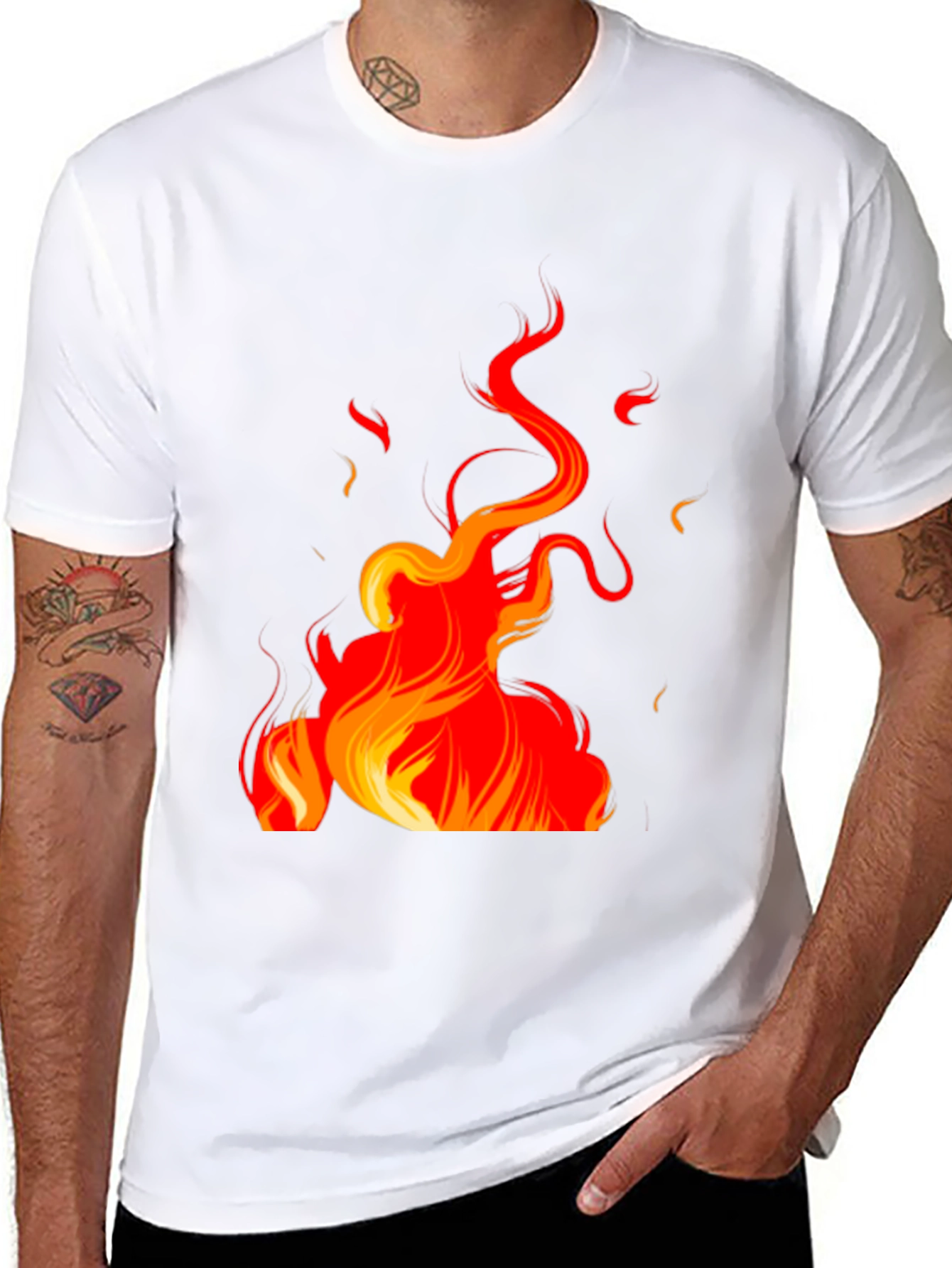 Fiery Flames Graphic Black T-Shirt