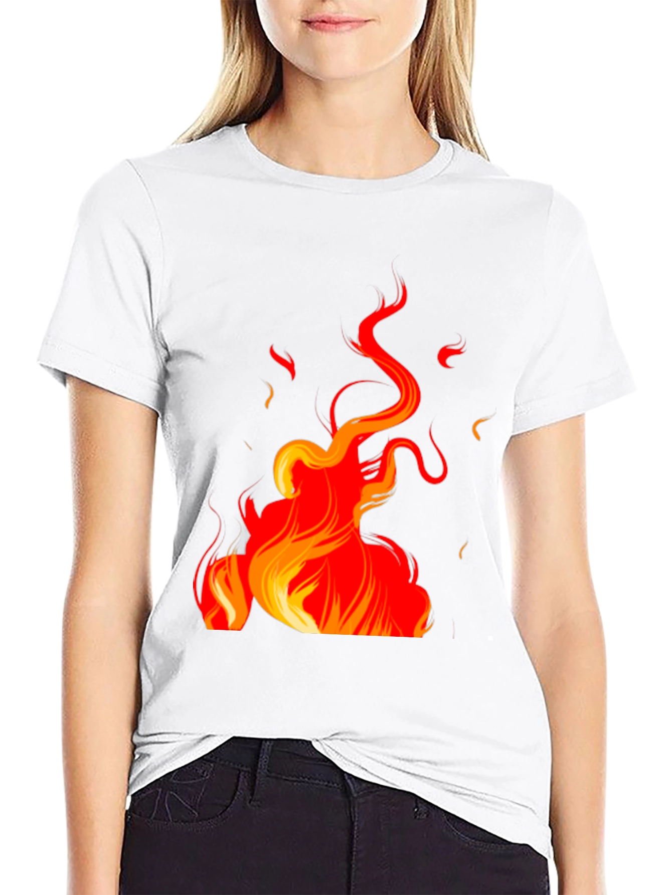 Fiery Flames Graphic Black T-Shirt