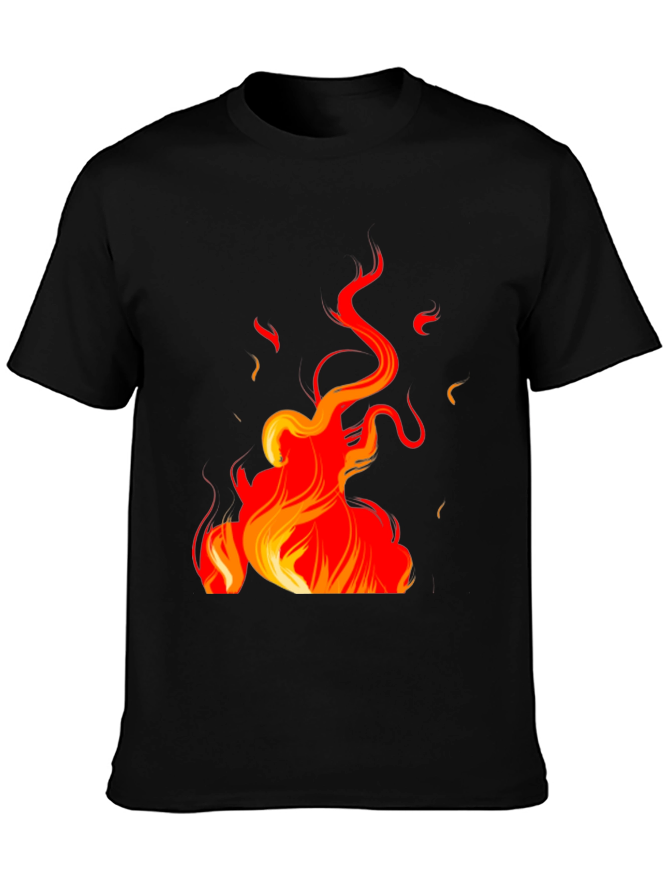 Fiery Flames Graphic Black T-Shirt
