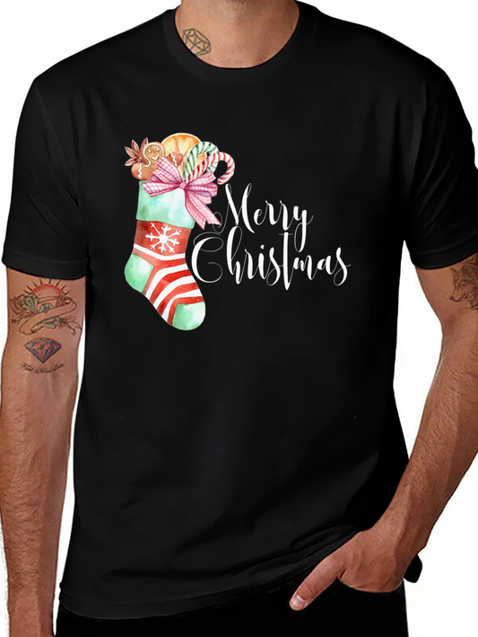 Festive Merry Christmas Stocking T-Shirt