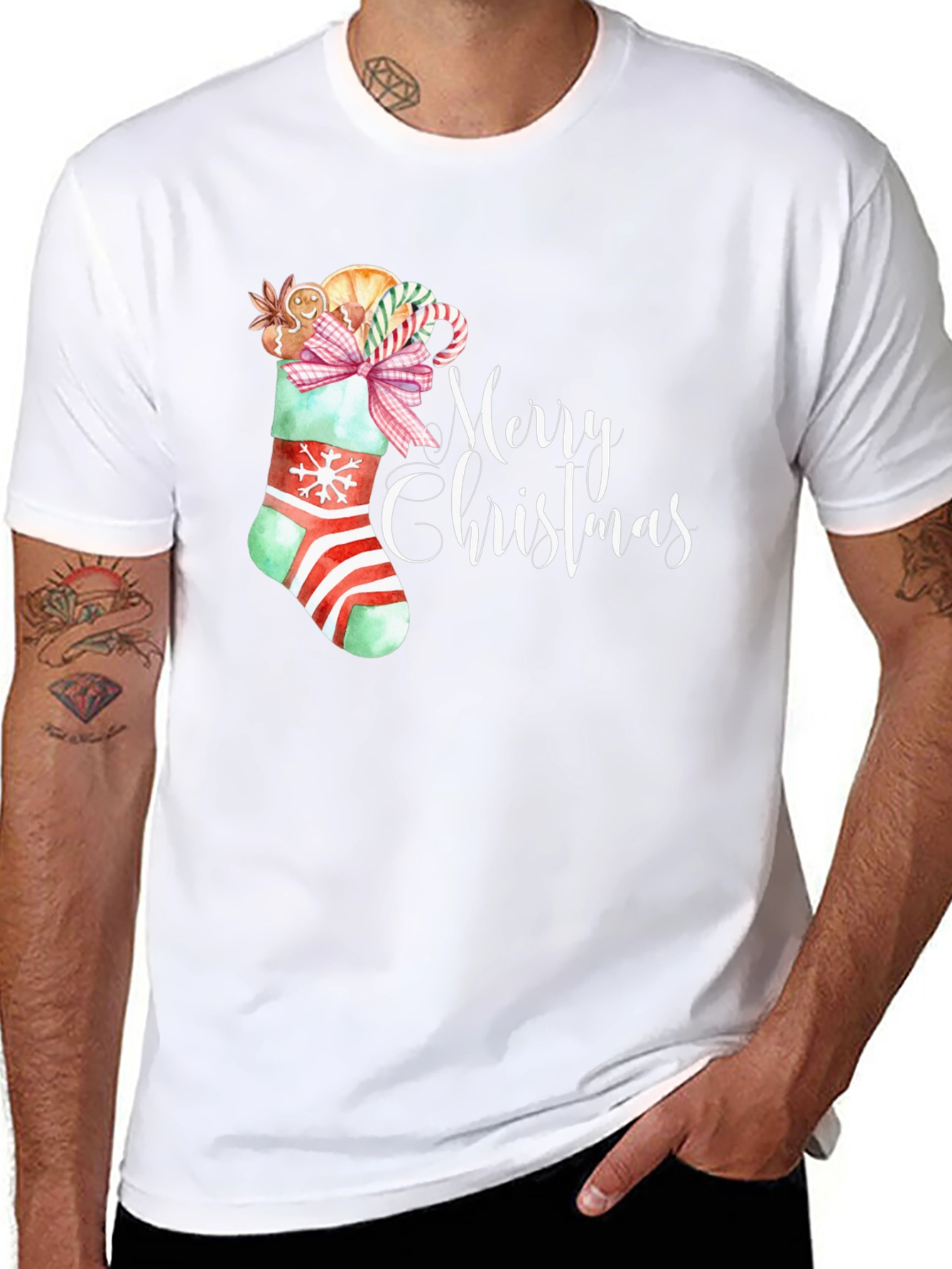 Festive Merry Christmas Stocking T-Shirt