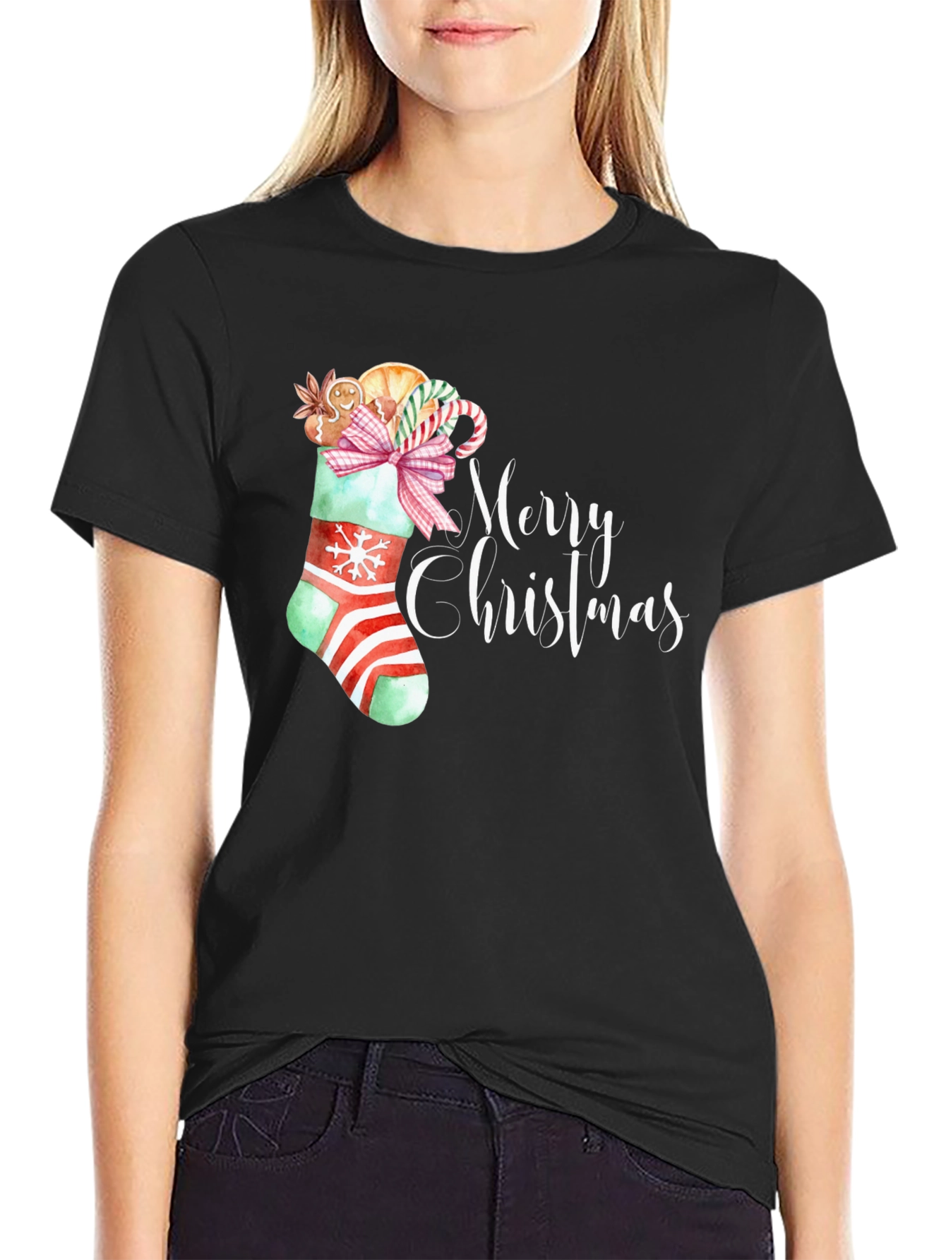 Festive Merry Christmas Stocking T-Shirt