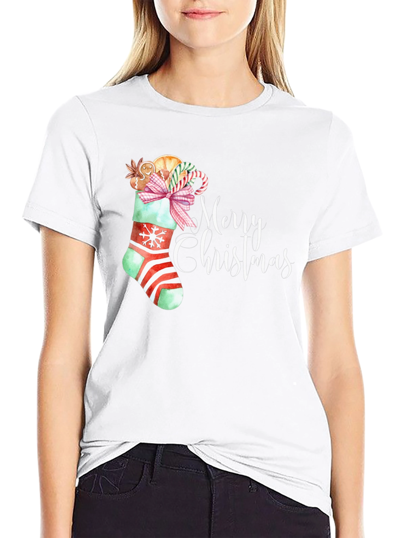 Festive Merry Christmas Stocking T-Shirt