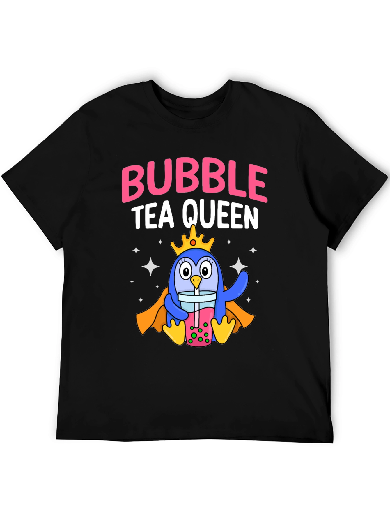 Bubble Tea Queen Penguin Graphic T-Shirt
