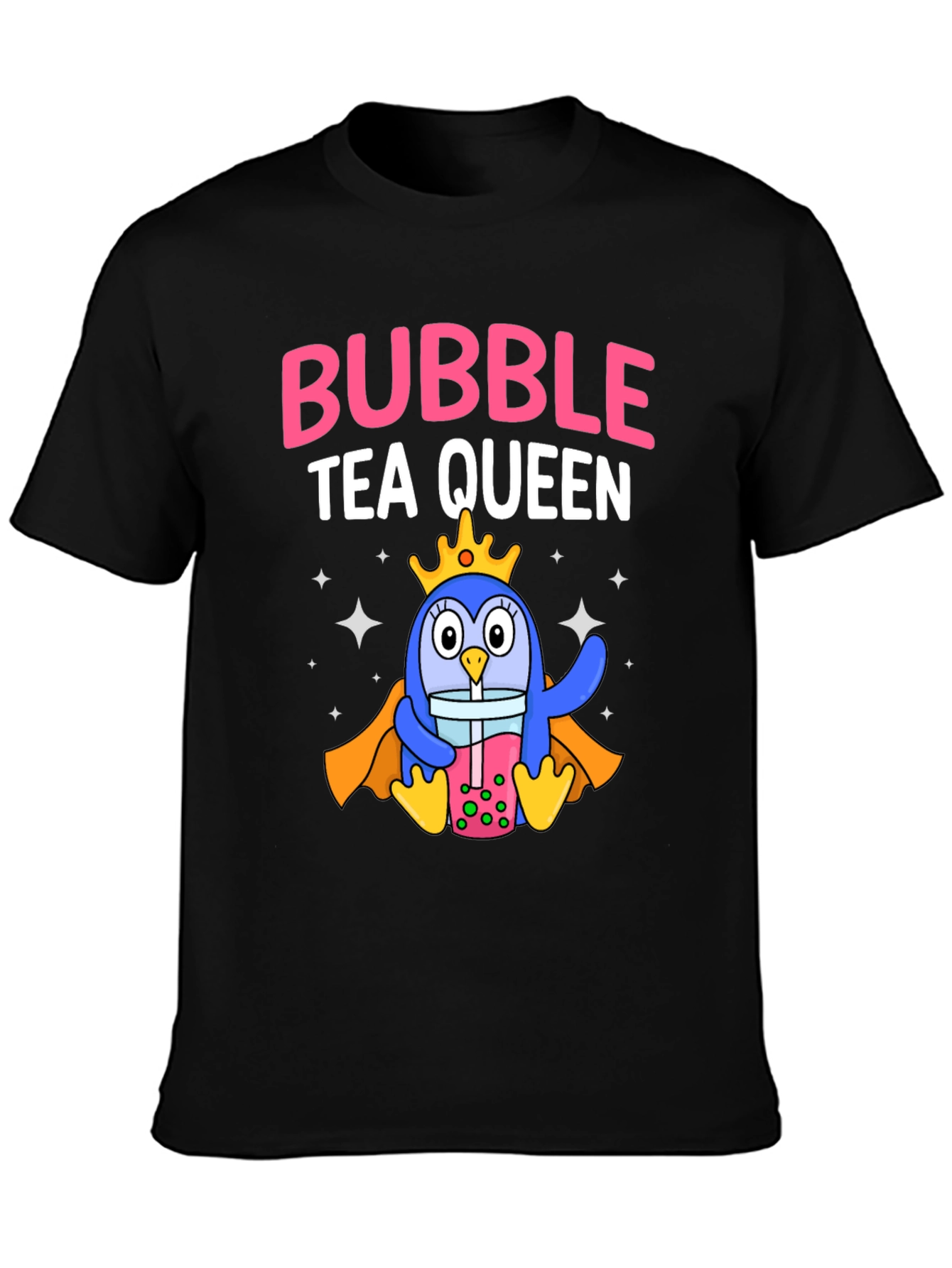 Bubble Tea Queen Penguin Graphic T-Shirt