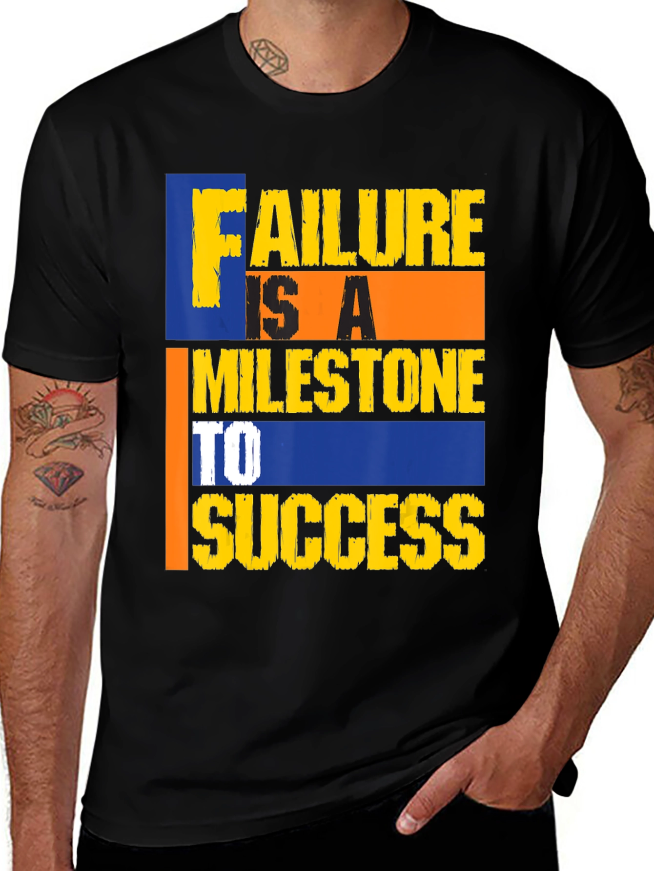 Motivational Failure Milestone to Success Black Tee