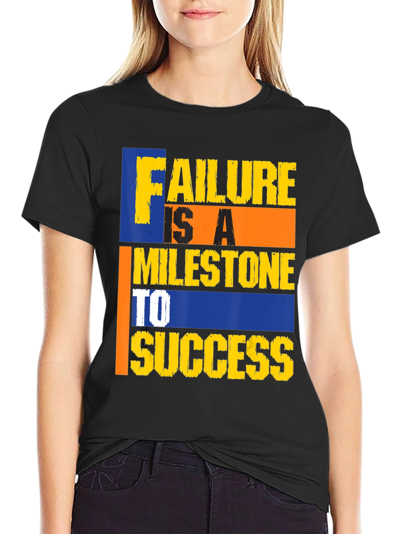 Motivational Failure Milestone to Success Black Tee