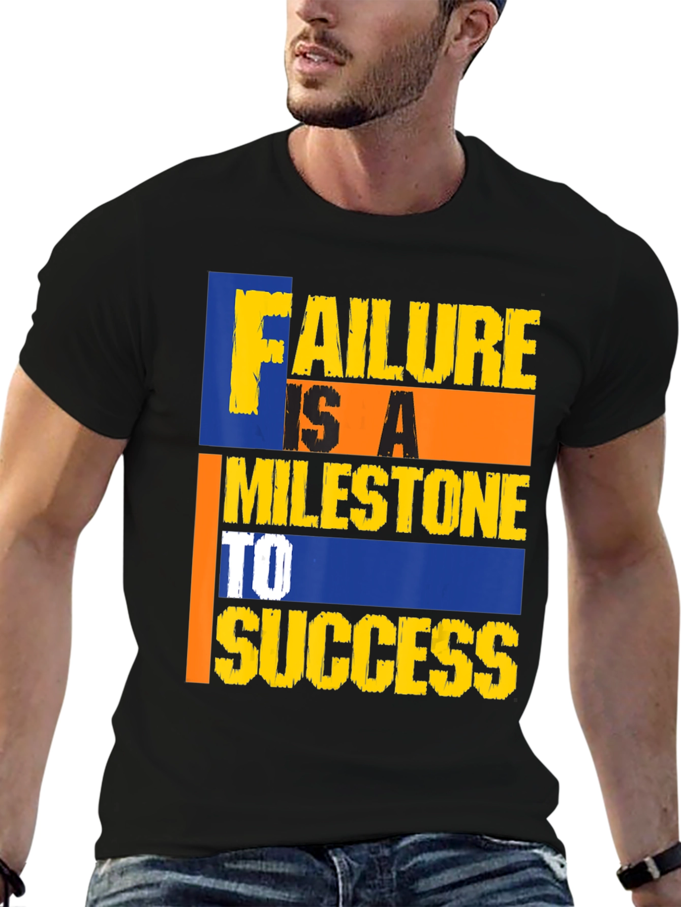 Motivational Failure Milestone to Success Black Tee