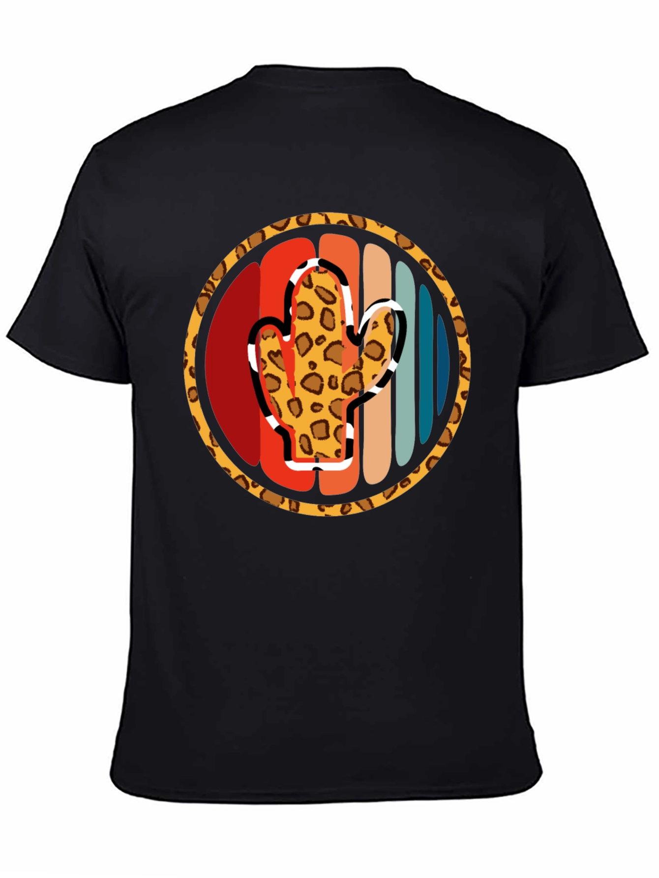 Retro Cactus Leopard Print Mens T-Shirt