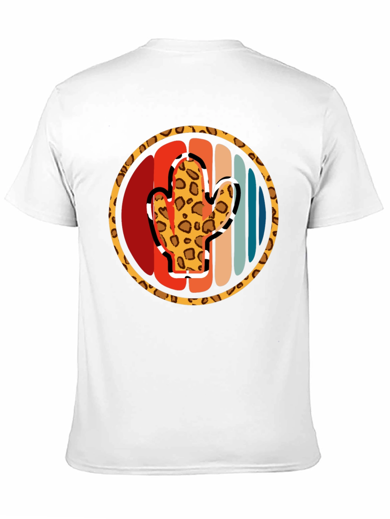 Retro Cactus Leopard Print Mens T-Shirt