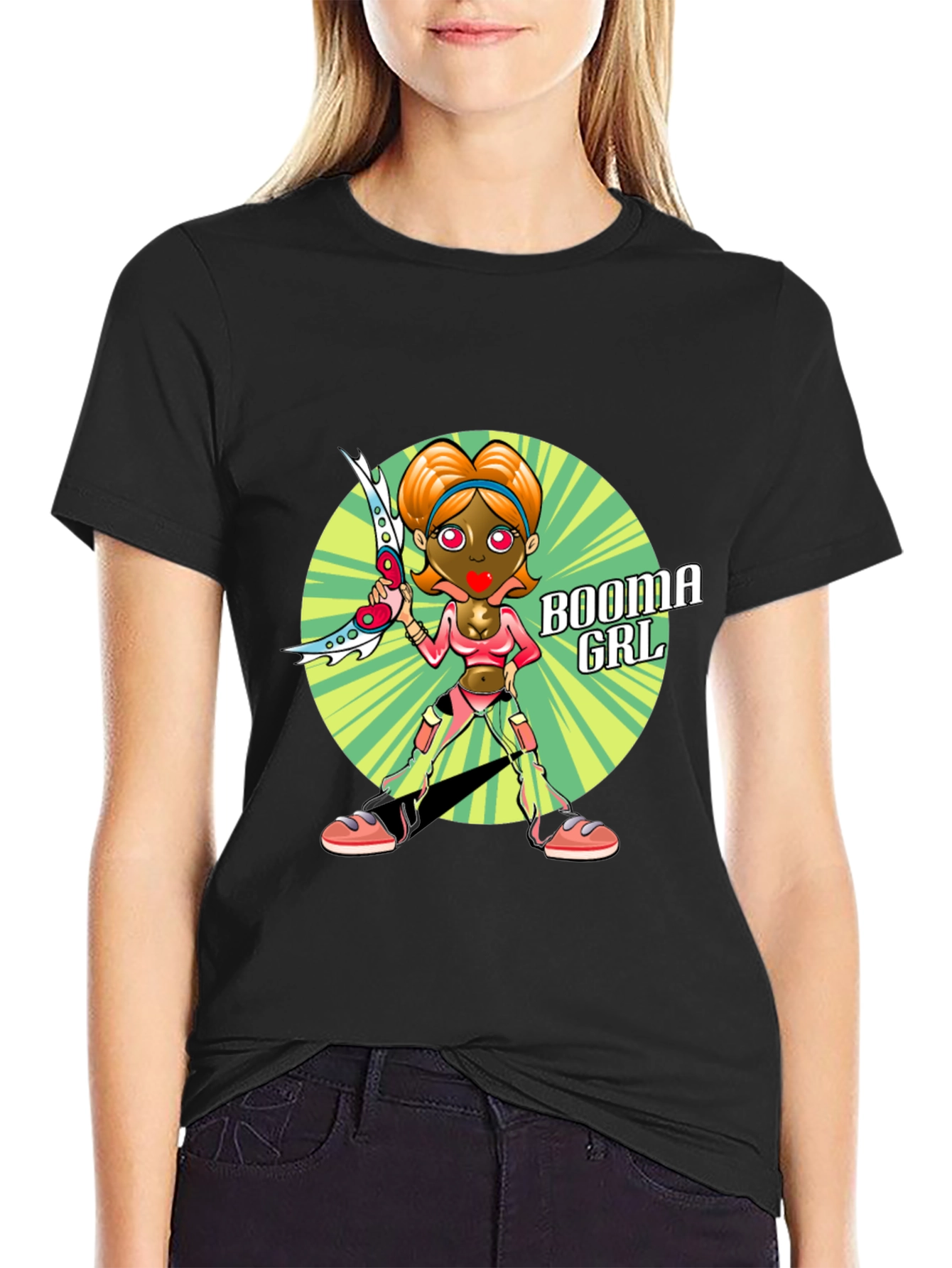 Booma Girl Graphic Tee - Unique Cartoon Design