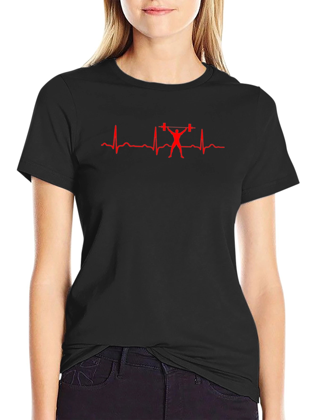 Weightlifting Heartbeat T-Shirt - Black