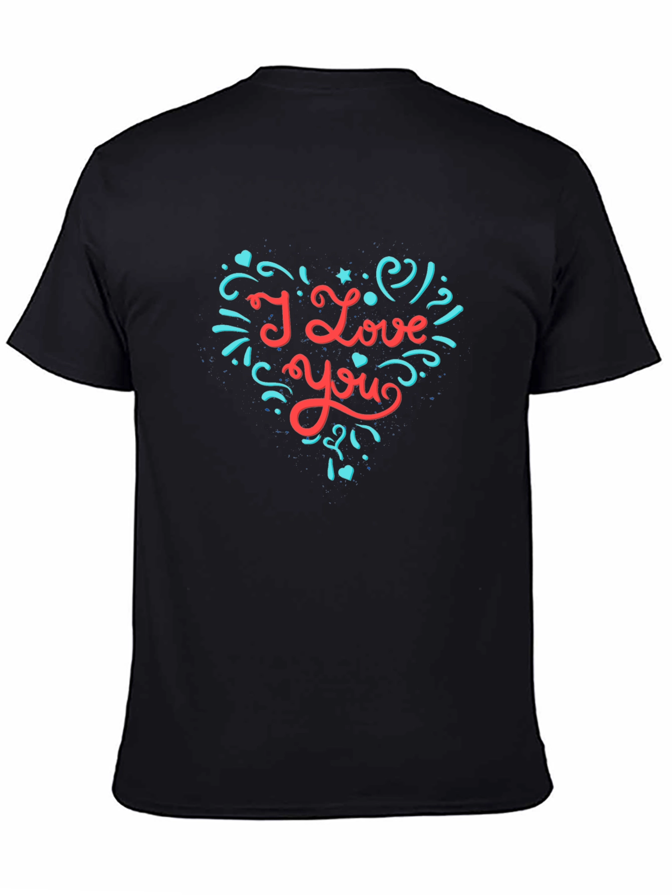I Love You Heart Graphic Tee - Black