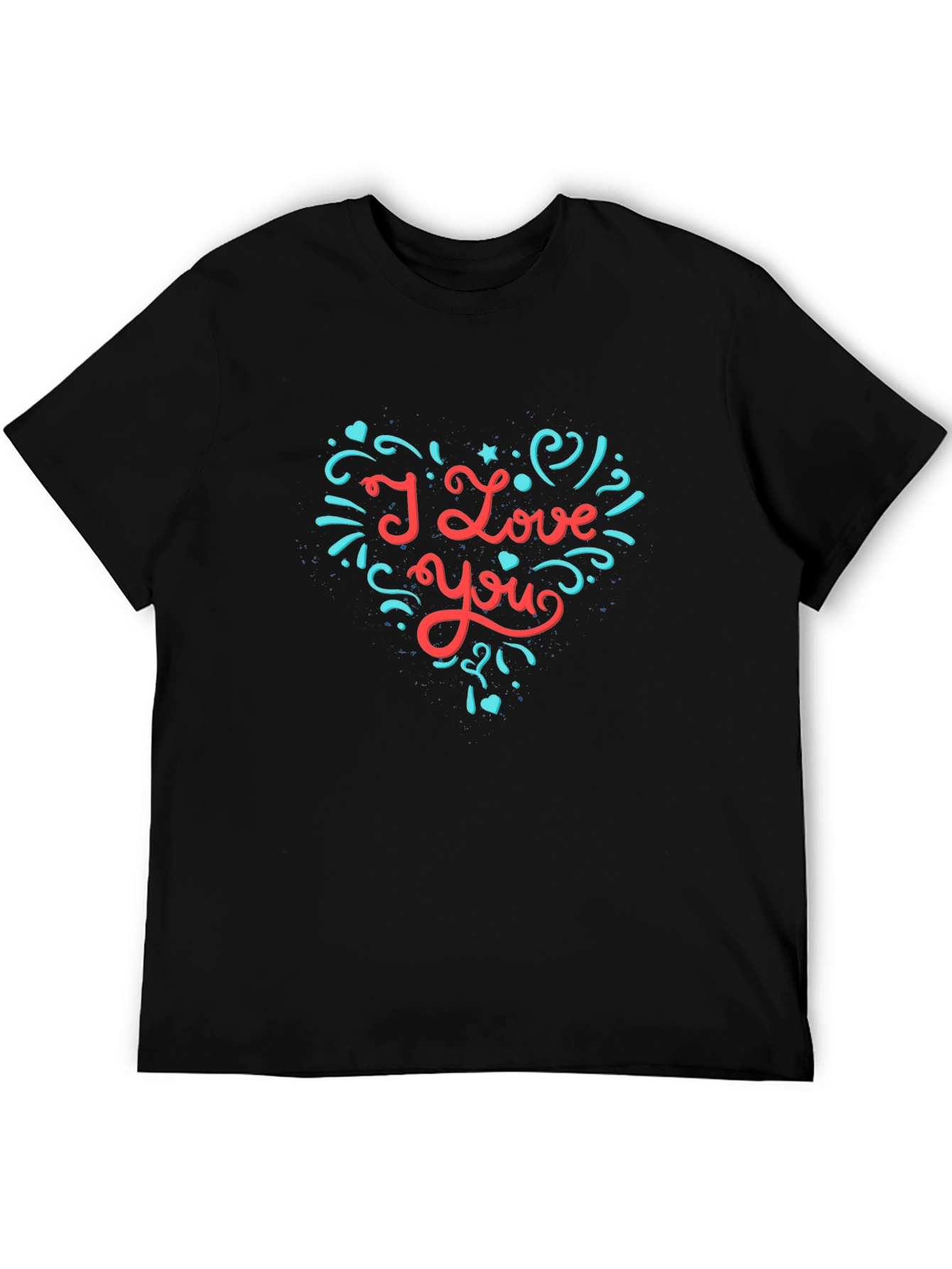 I Love You Heart Graphic Tee - Black