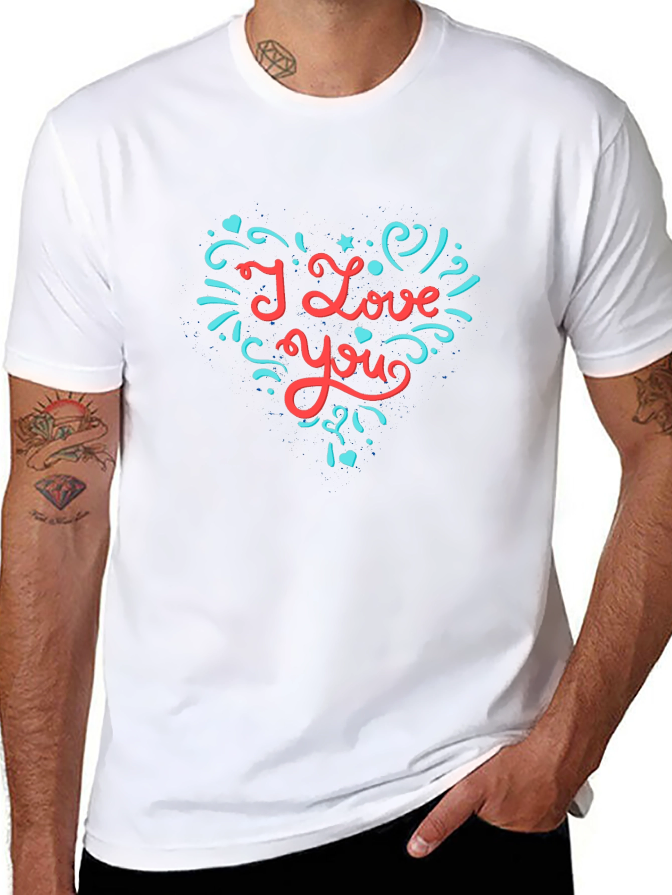 I Love You Heart Graphic Tee - Black