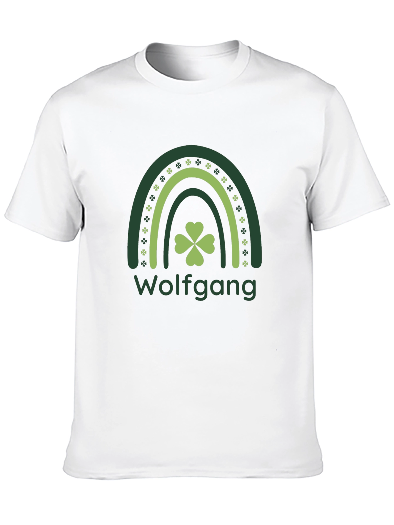 St. Patricks Day Wolfgang Rainbow Clover T-Shirt