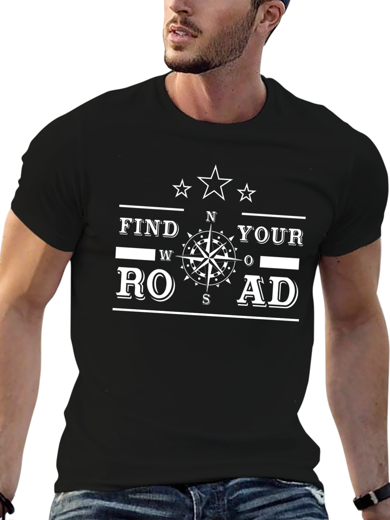 Find Your Road Graphic T-Shirt - Black