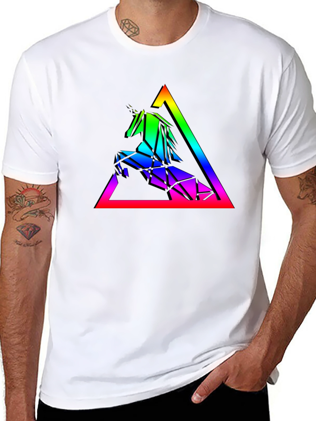 Geometric Unicorn Rainbow T-Shirt