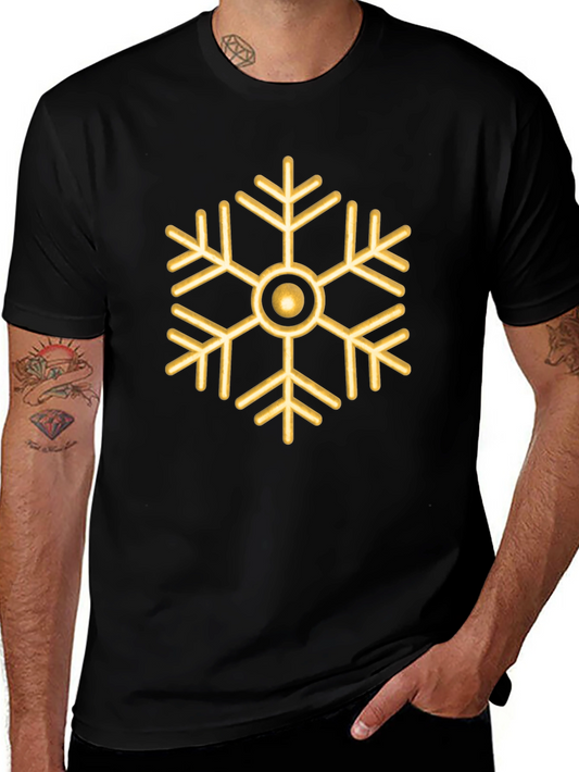 Gold Snowflake Graphic Tee - Stylish Holiday Shirt