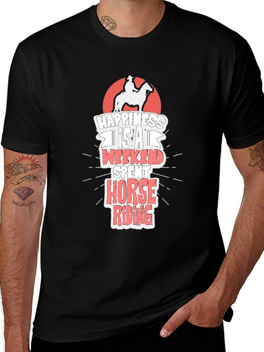 Horse Riding T-Shirt - Happiness is a Weekend Spent Riding