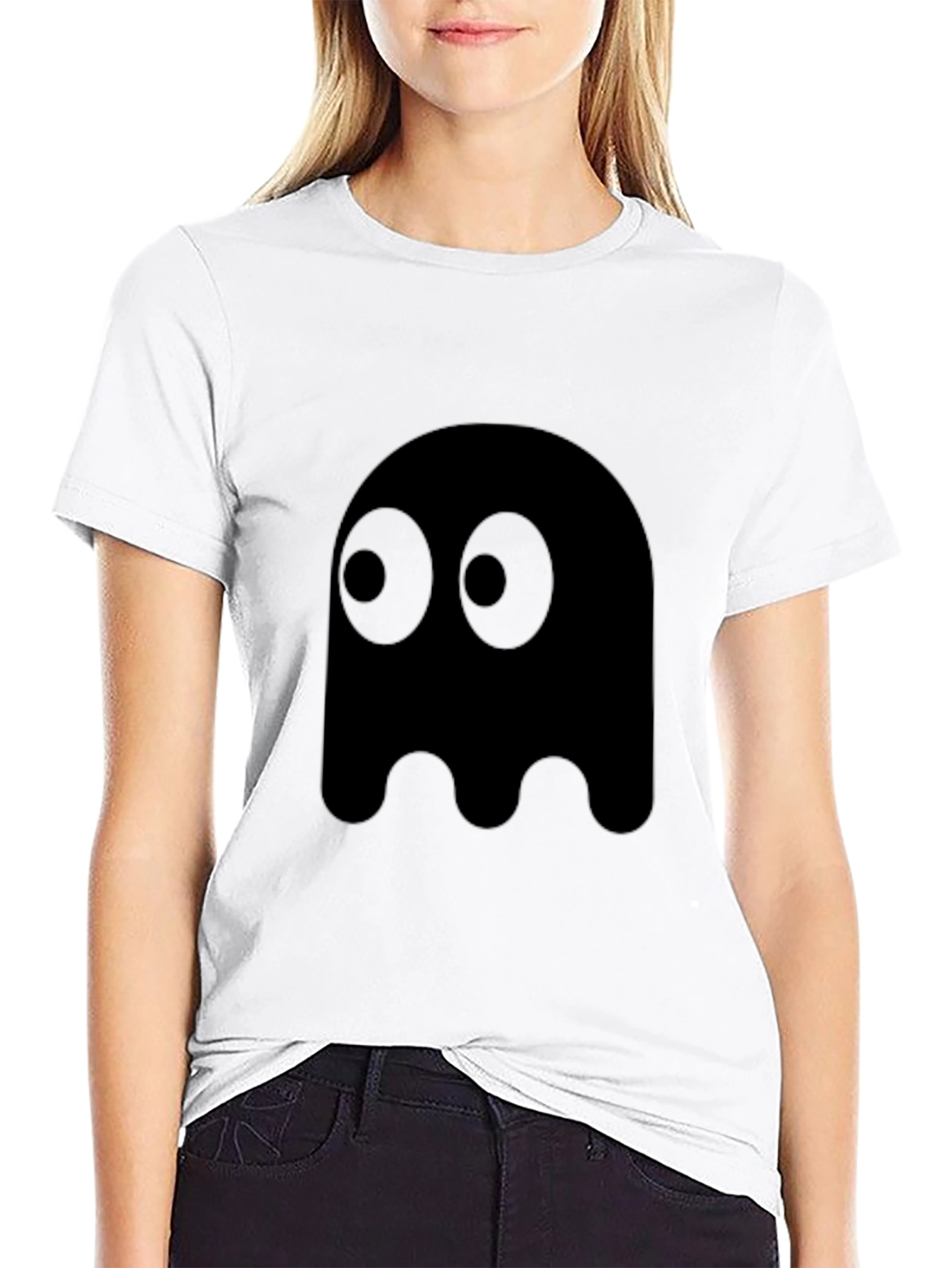 Pac-Man Ghost Graphic Tee - Black Cotton Blend
