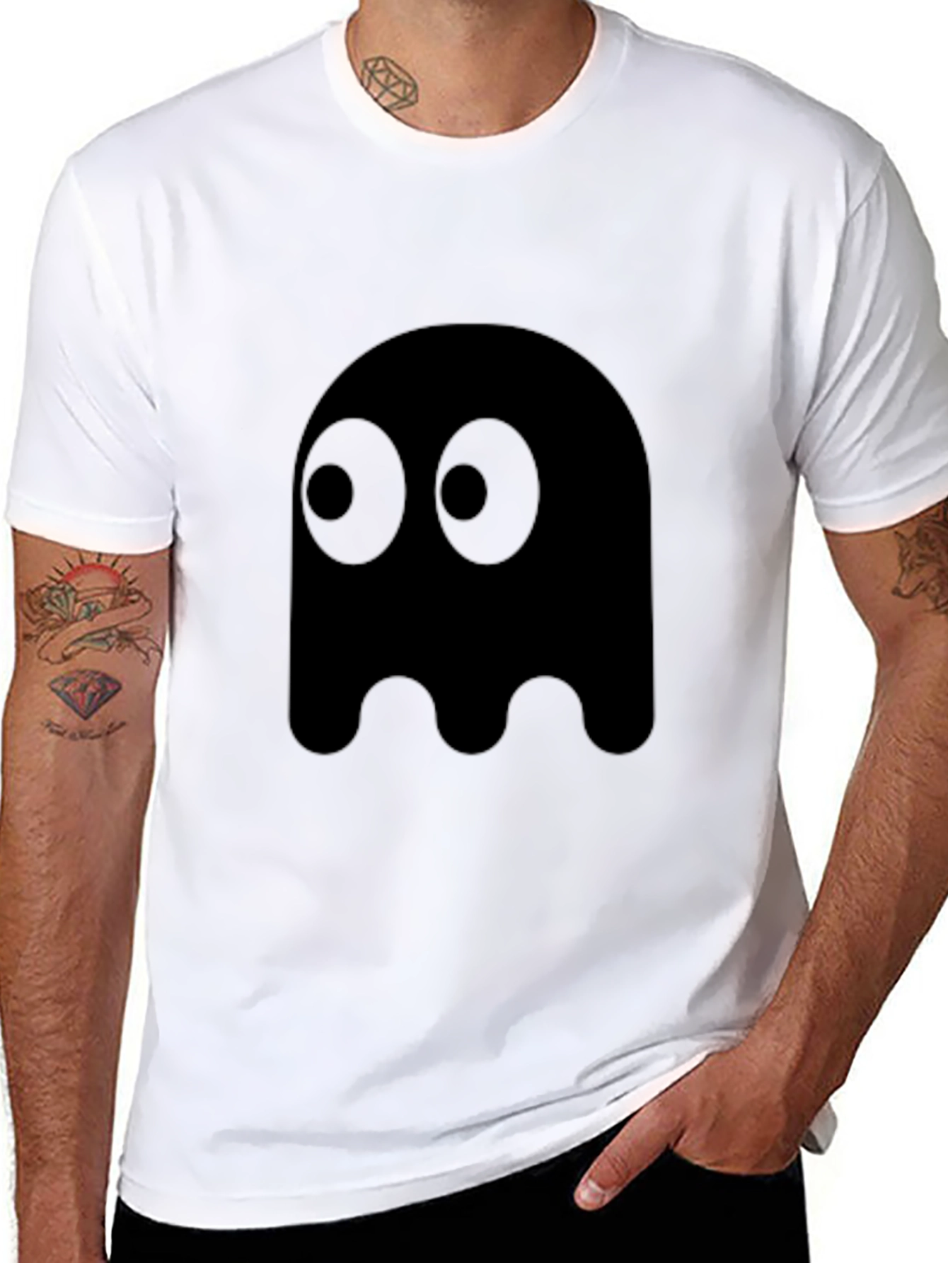 Pac-Man Ghost Graphic Tee - Black Cotton Blend