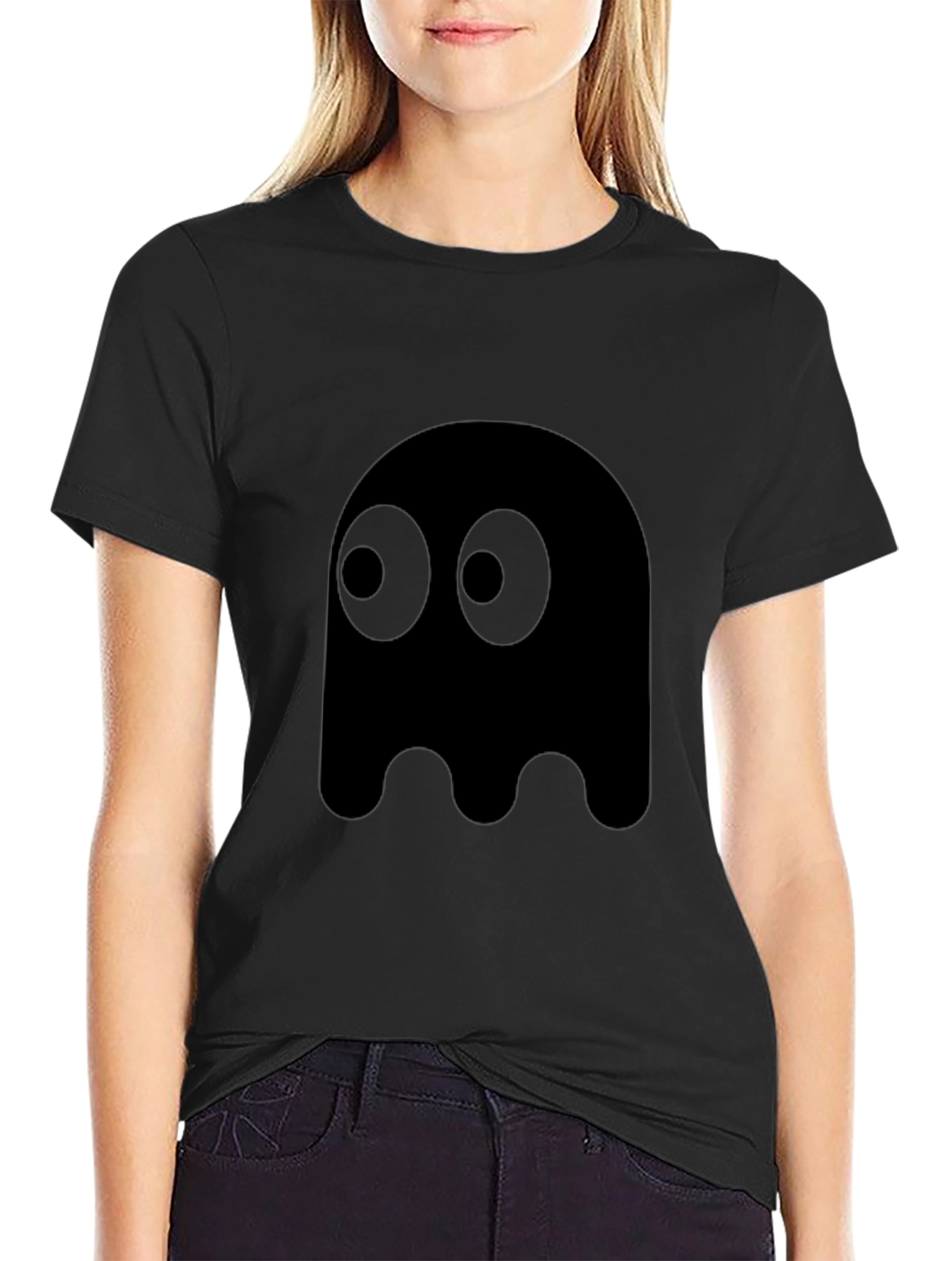 Pac-Man Ghost Graphic Tee - Black Cotton Blend