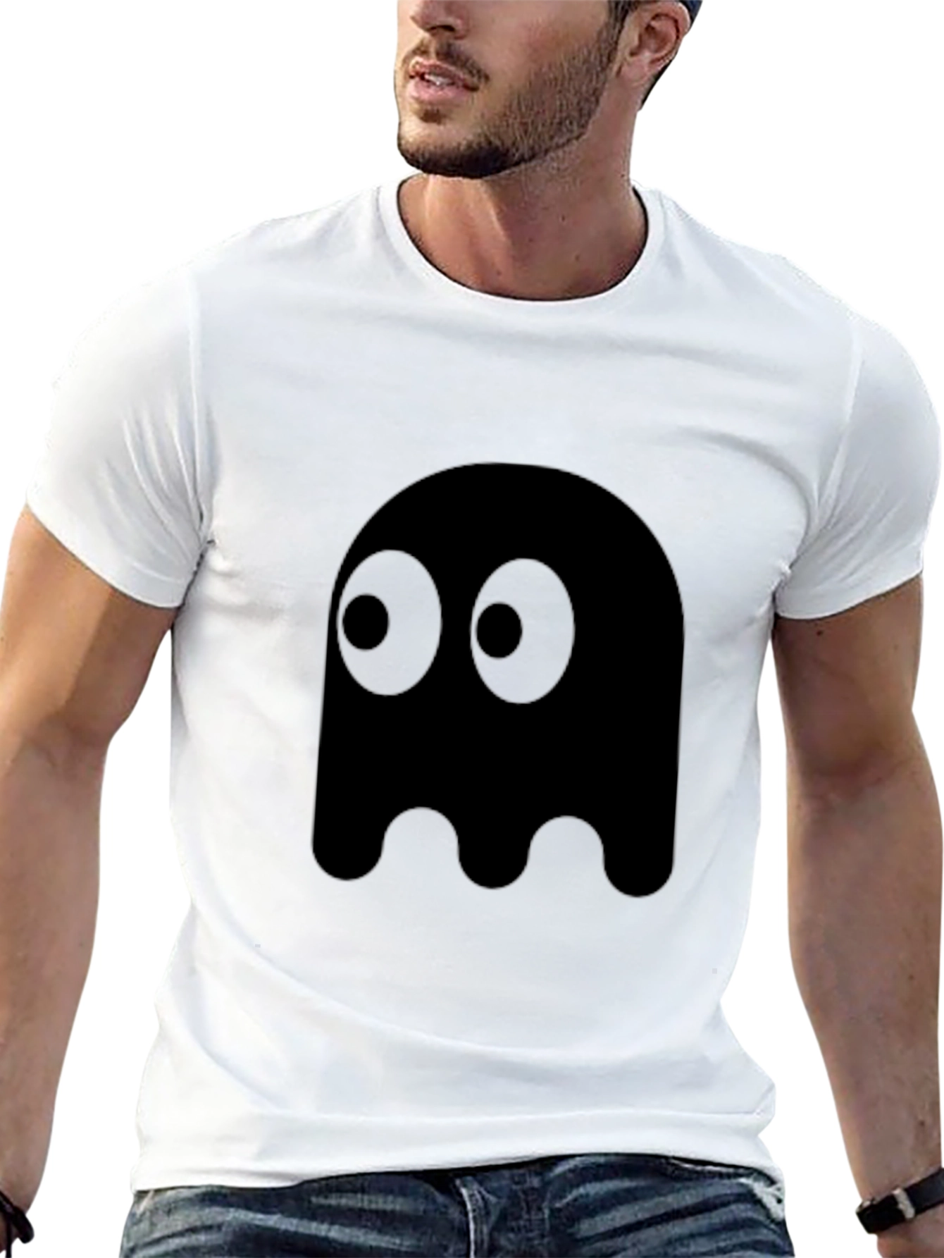 Pac-Man Ghost Graphic Tee - Black Cotton Blend