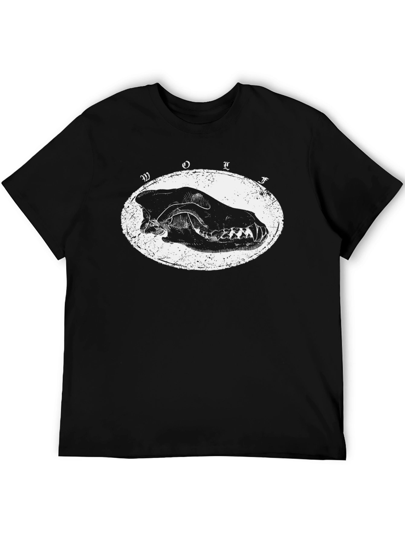 Wolf Skull Graphic Tee - Black Cotton T-Shirt