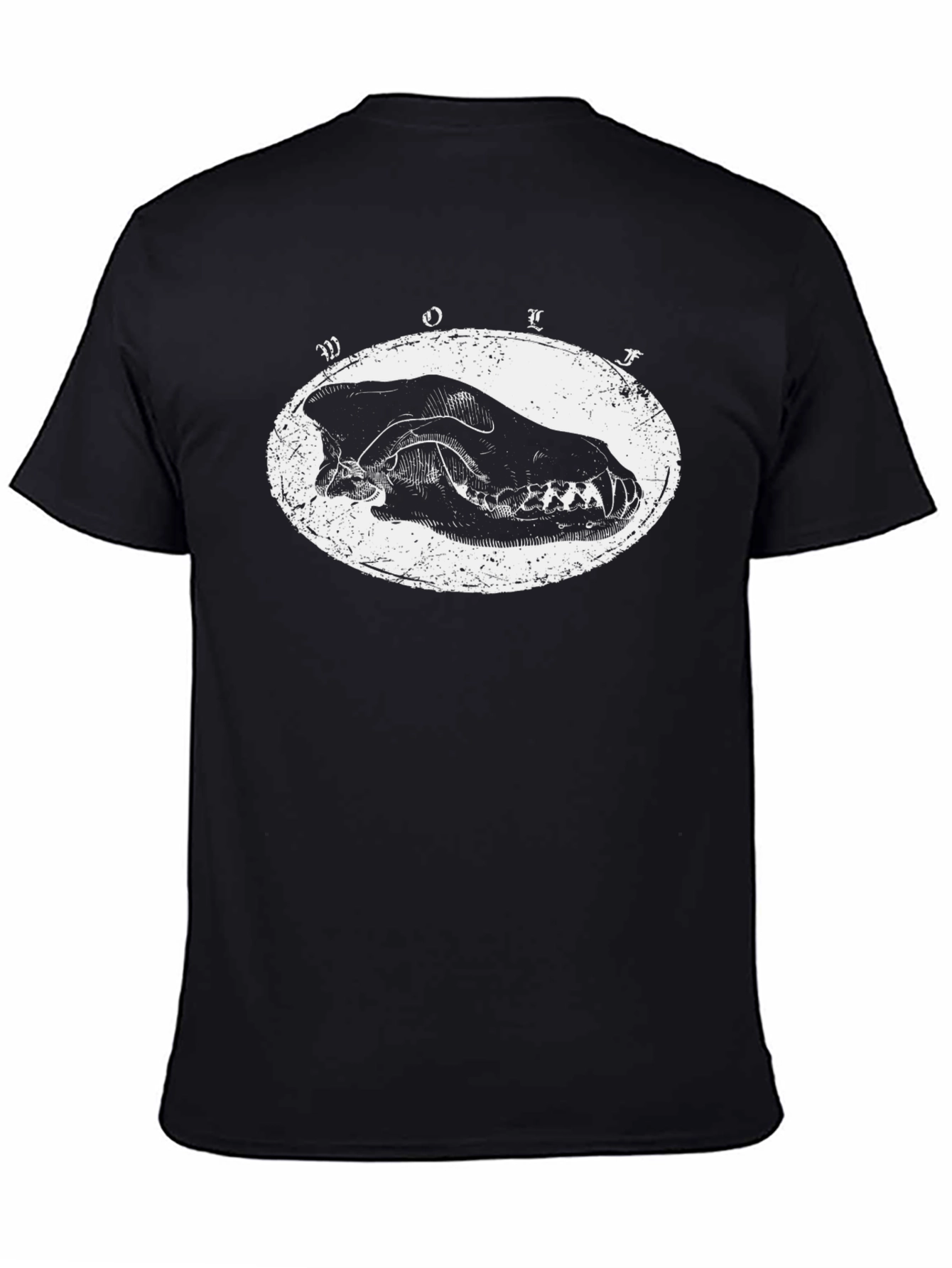 Wolf Skull Graphic Tee - Black Cotton T-Shirt