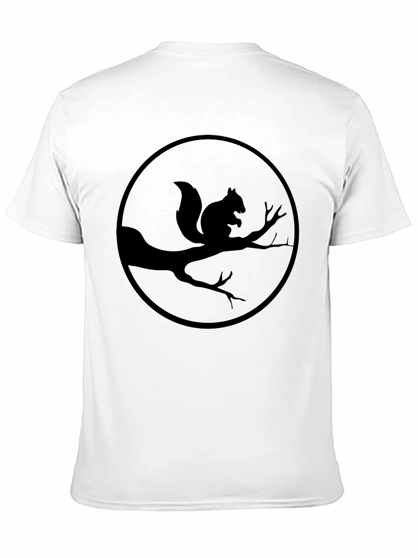 Squirrel Silhouette Graphic Tee - Black Crew Neck Shirt