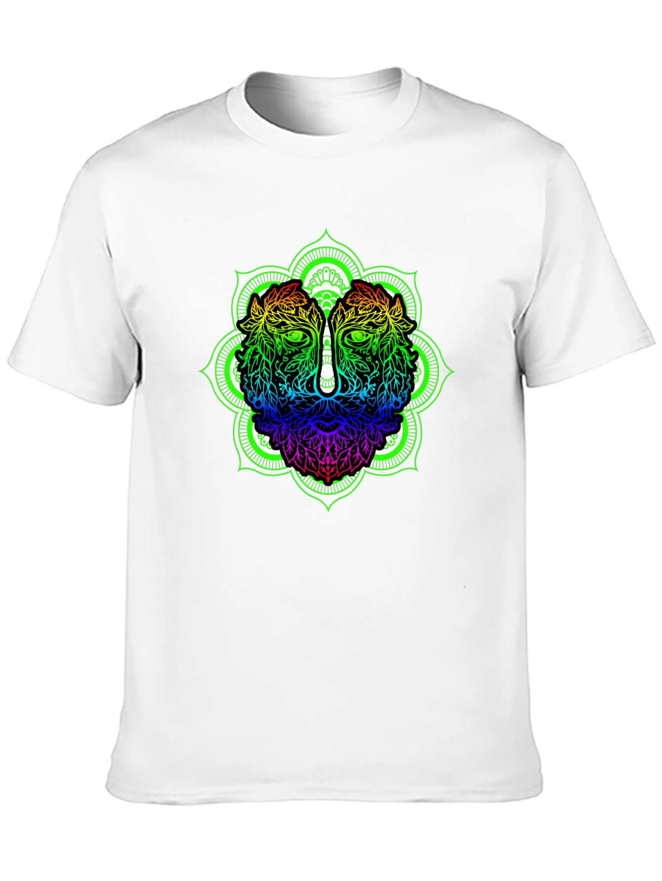 Rainbow Lion Mandala Graphic Black T-Shirt