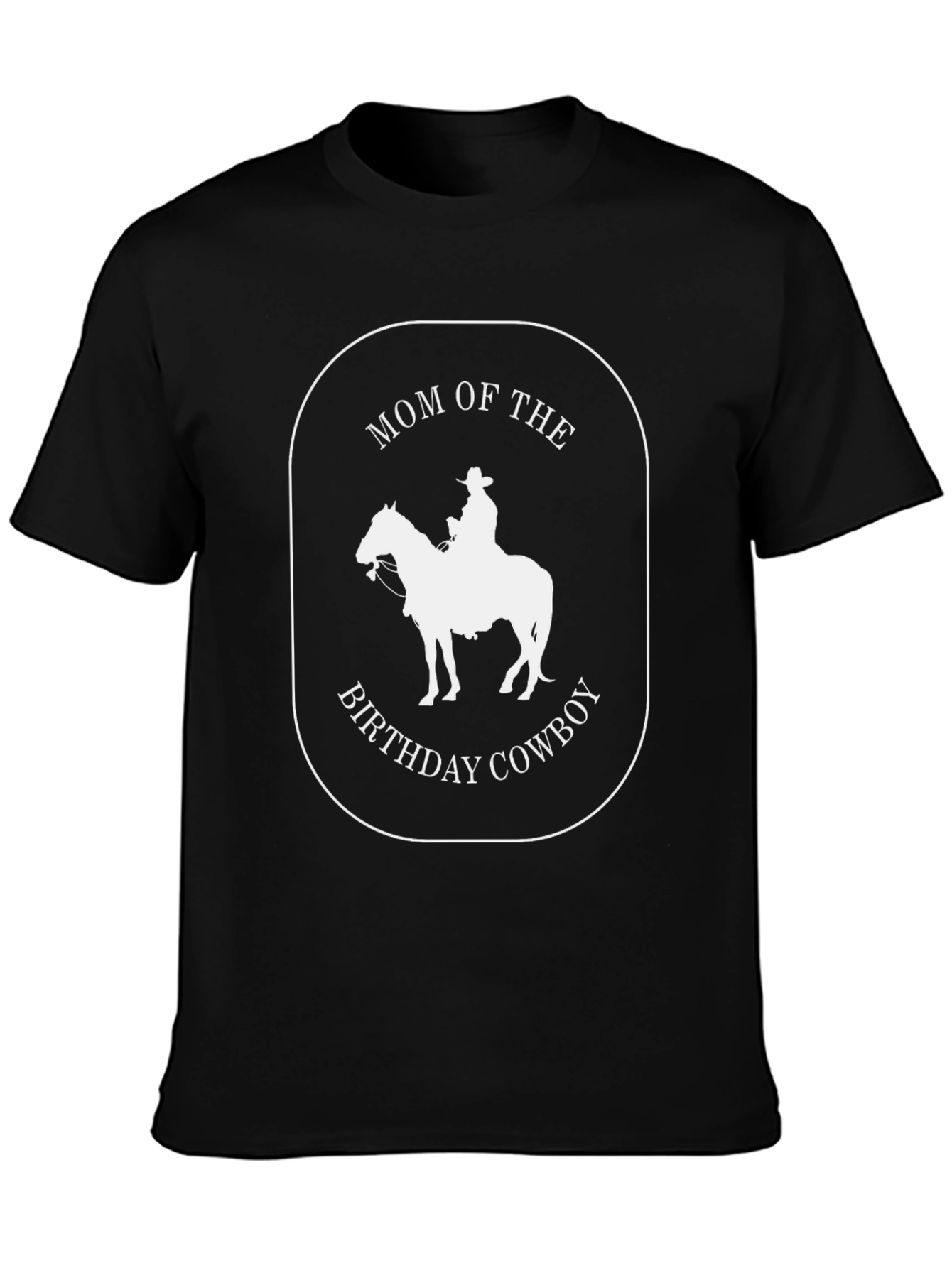 Mom of the Birthday Cowboy Black Graphic T-Shirt