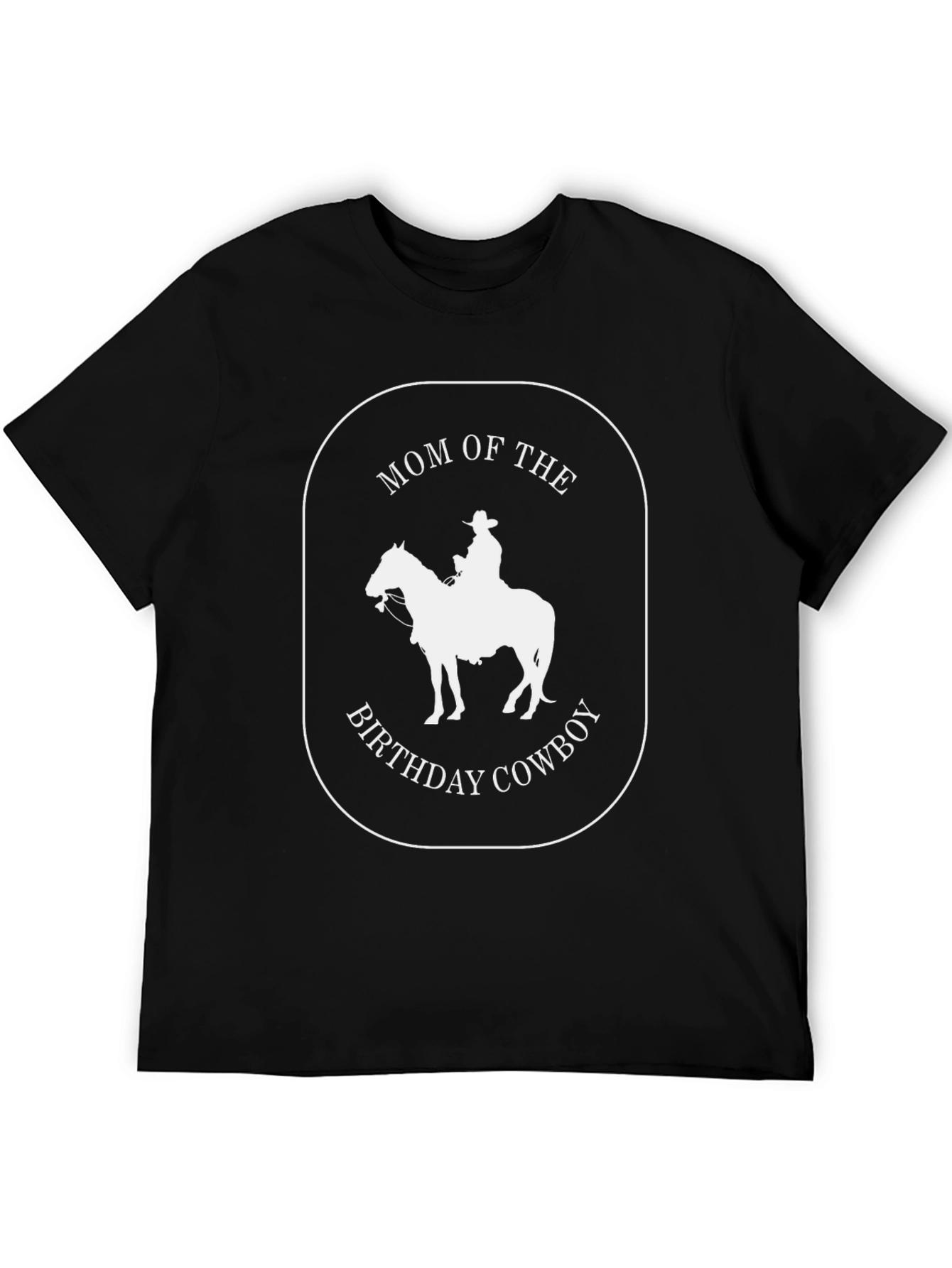 Mom of the Birthday Cowboy Black Graphic T-Shirt