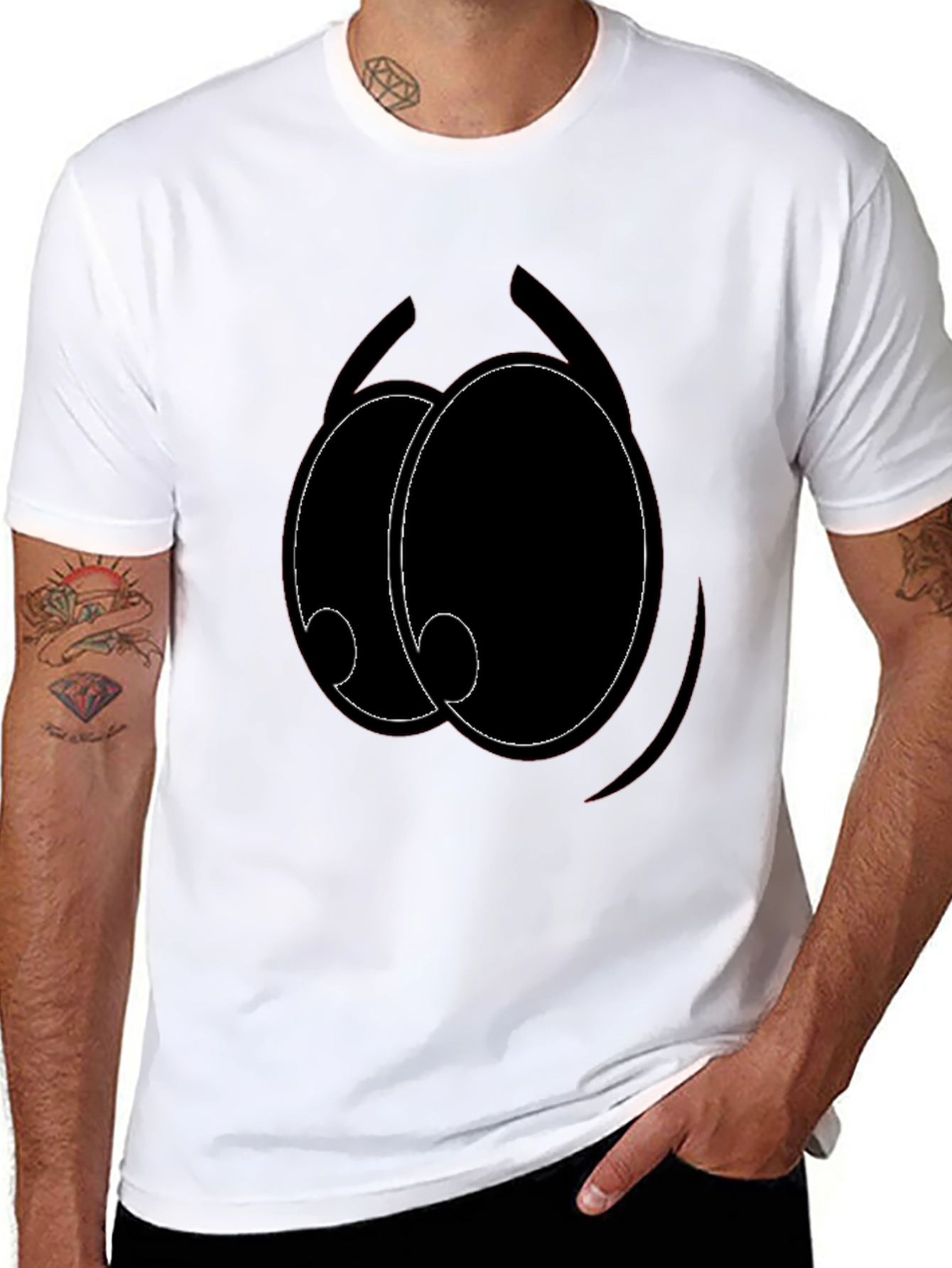 Cartoon Eyes Graphic Black T-Shirt