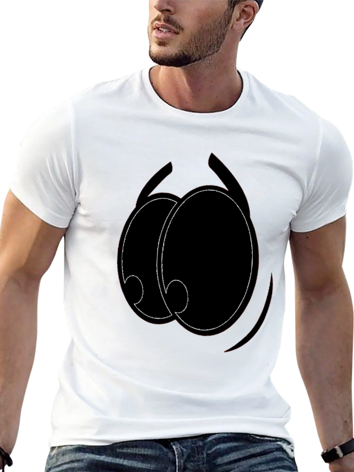 Cartoon Eyes Graphic Black T-Shirt