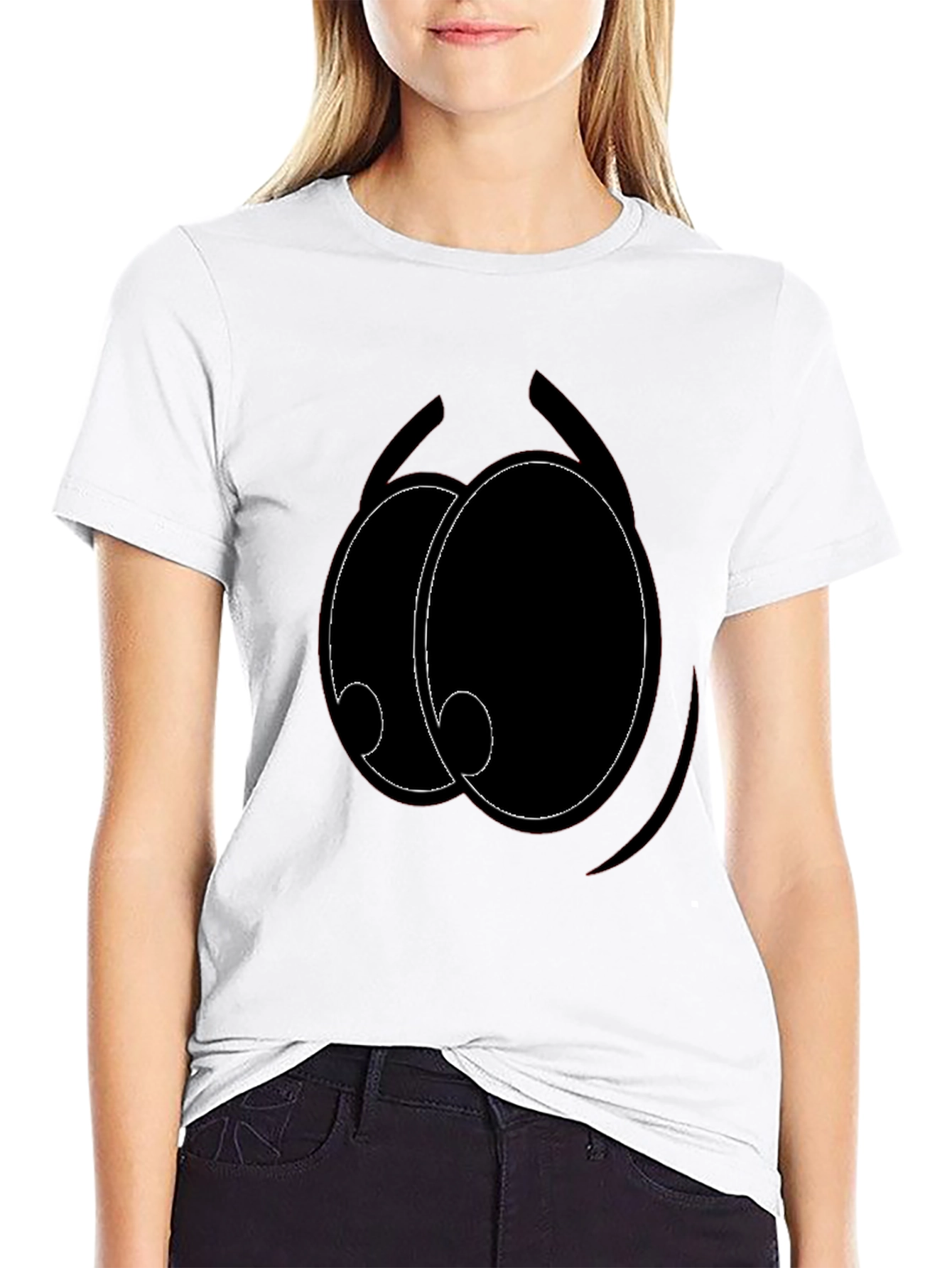 Cartoon Eyes Graphic Black T-Shirt
