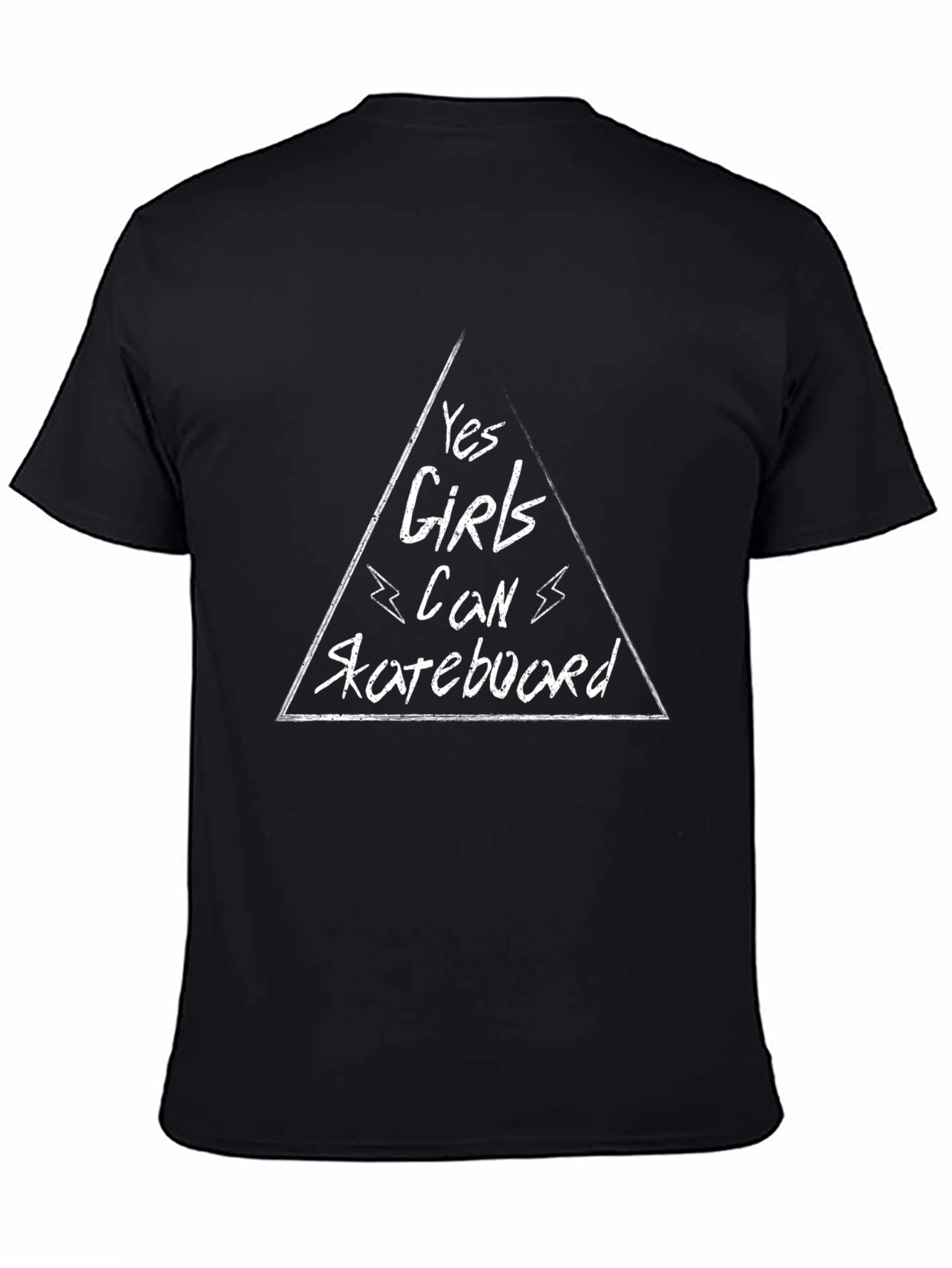 Yes Girls Can Skateboard Black Graphic Tee