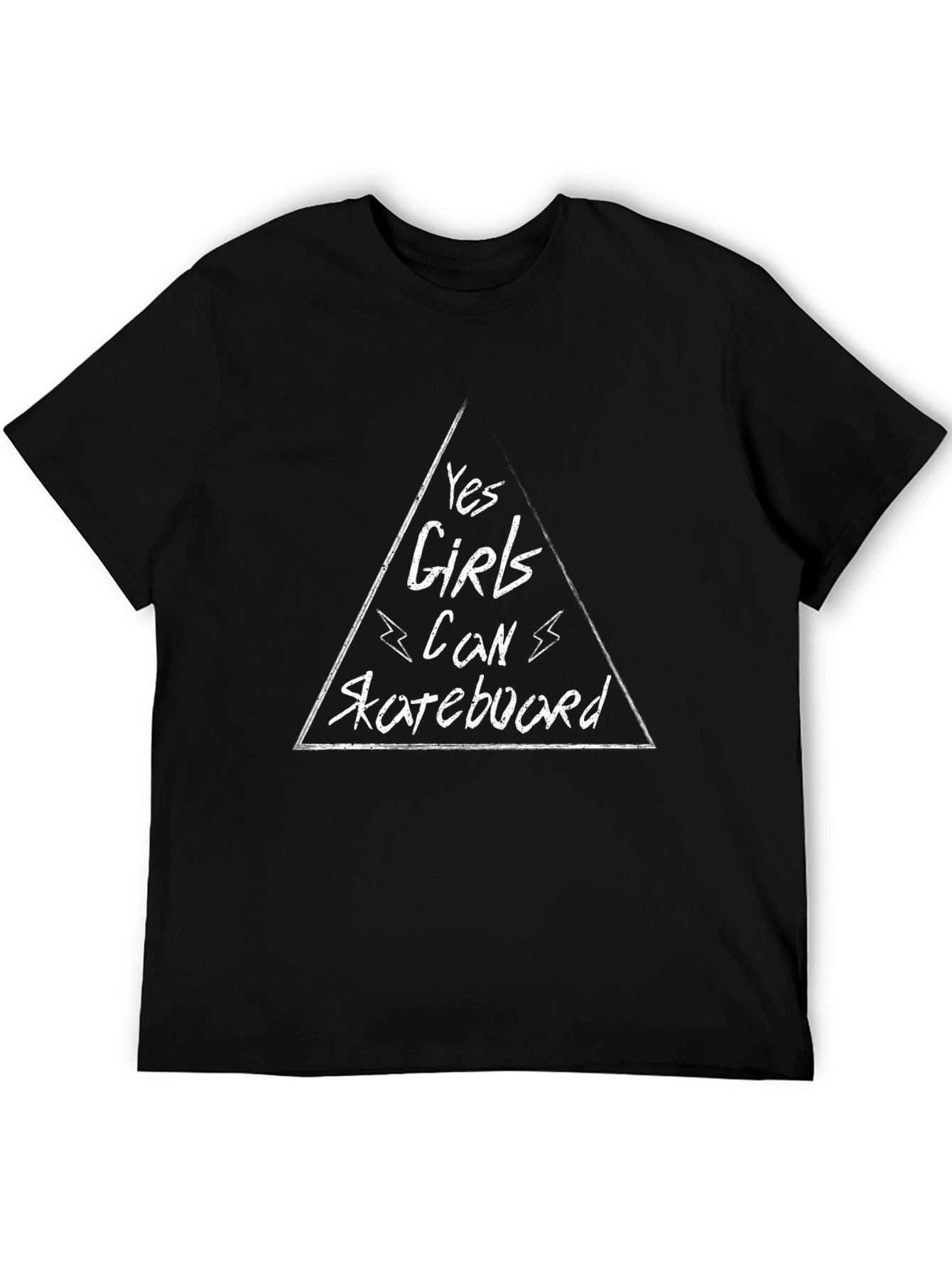 Yes Girls Can Skateboard Black Graphic Tee