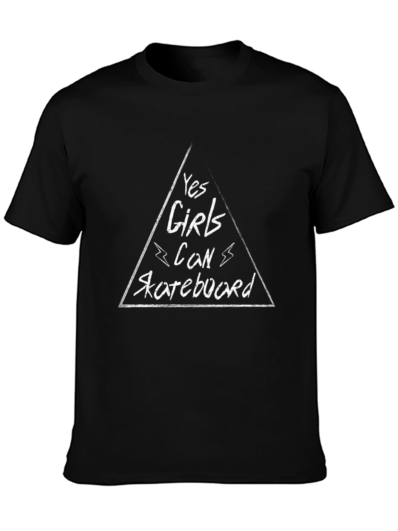 Yes Girls Can Skateboard Black Graphic Tee