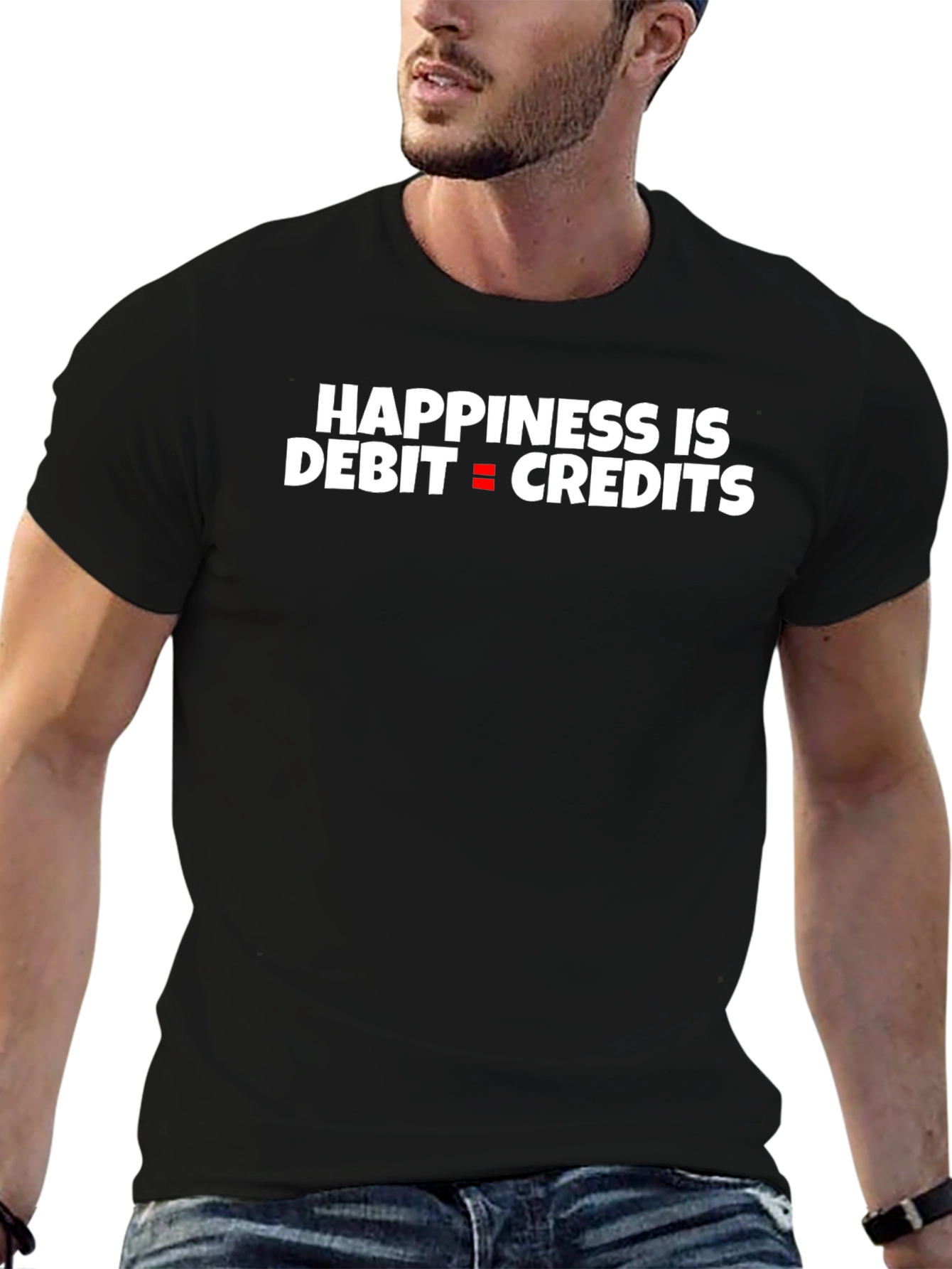 Happiness is Debit Equals Credits Black T-Shirt